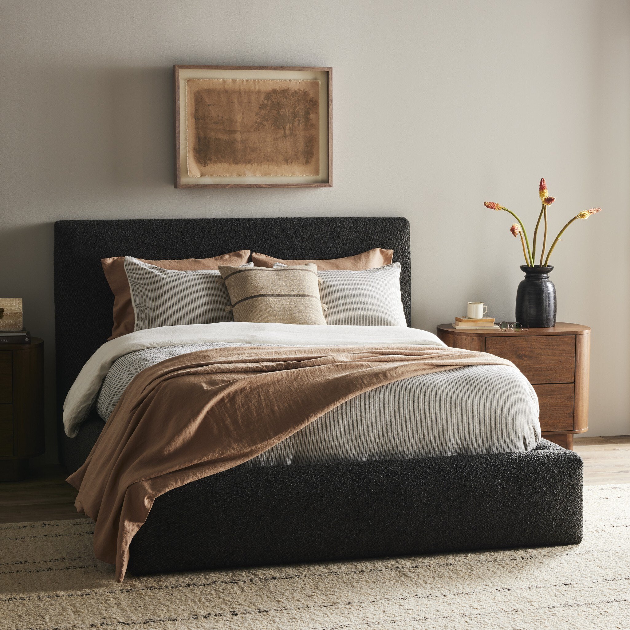 Four Hands Quincy Bed — Lisbon Charcoal-Black-Queen