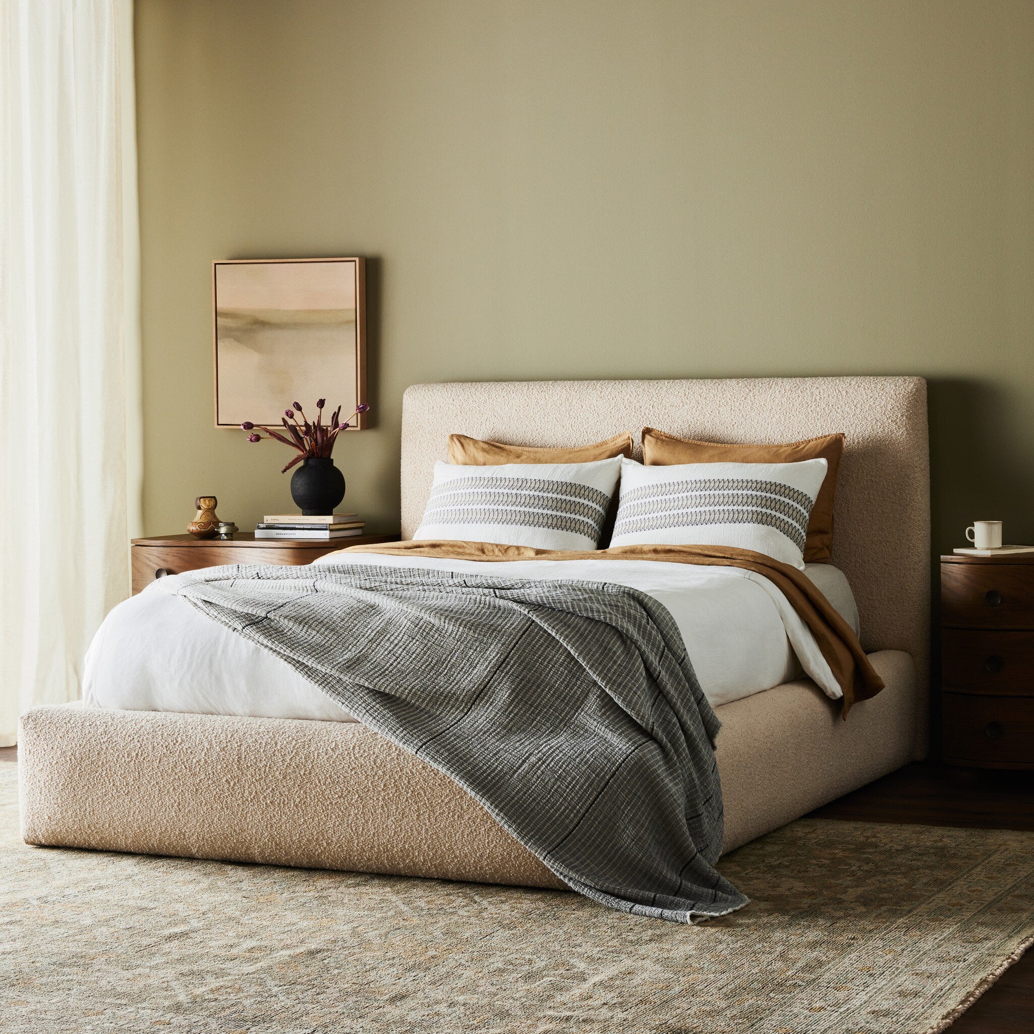 Four Hands Quincy Bed — Lisbon Cream-Black-King