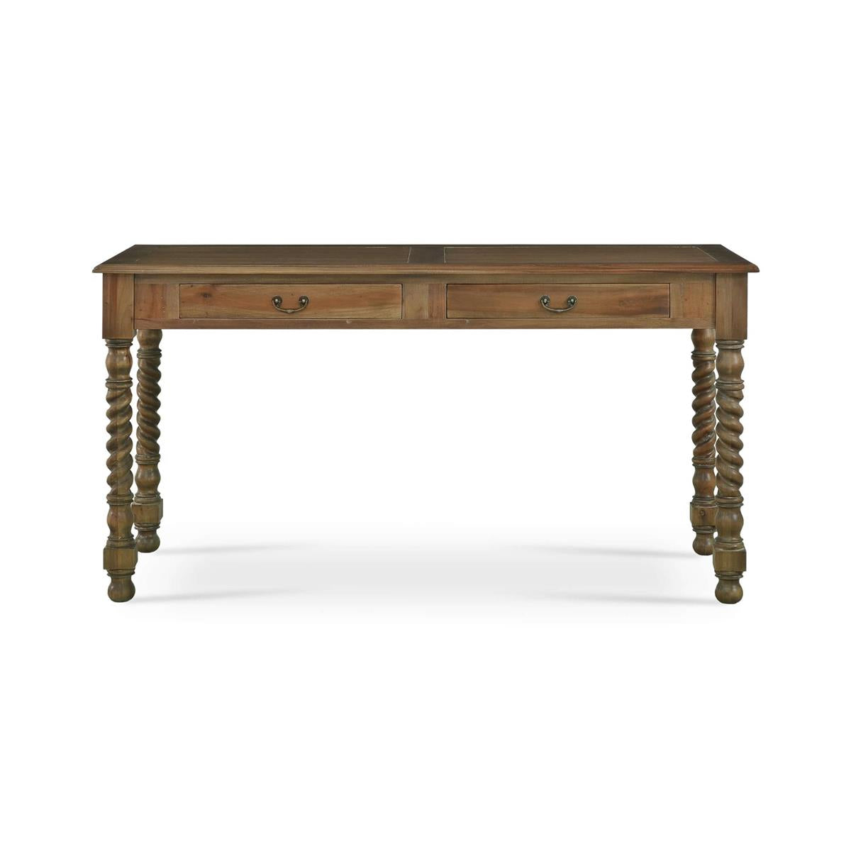 Bramble Console Desk w/ Barley Twist Leg — Straw Wash