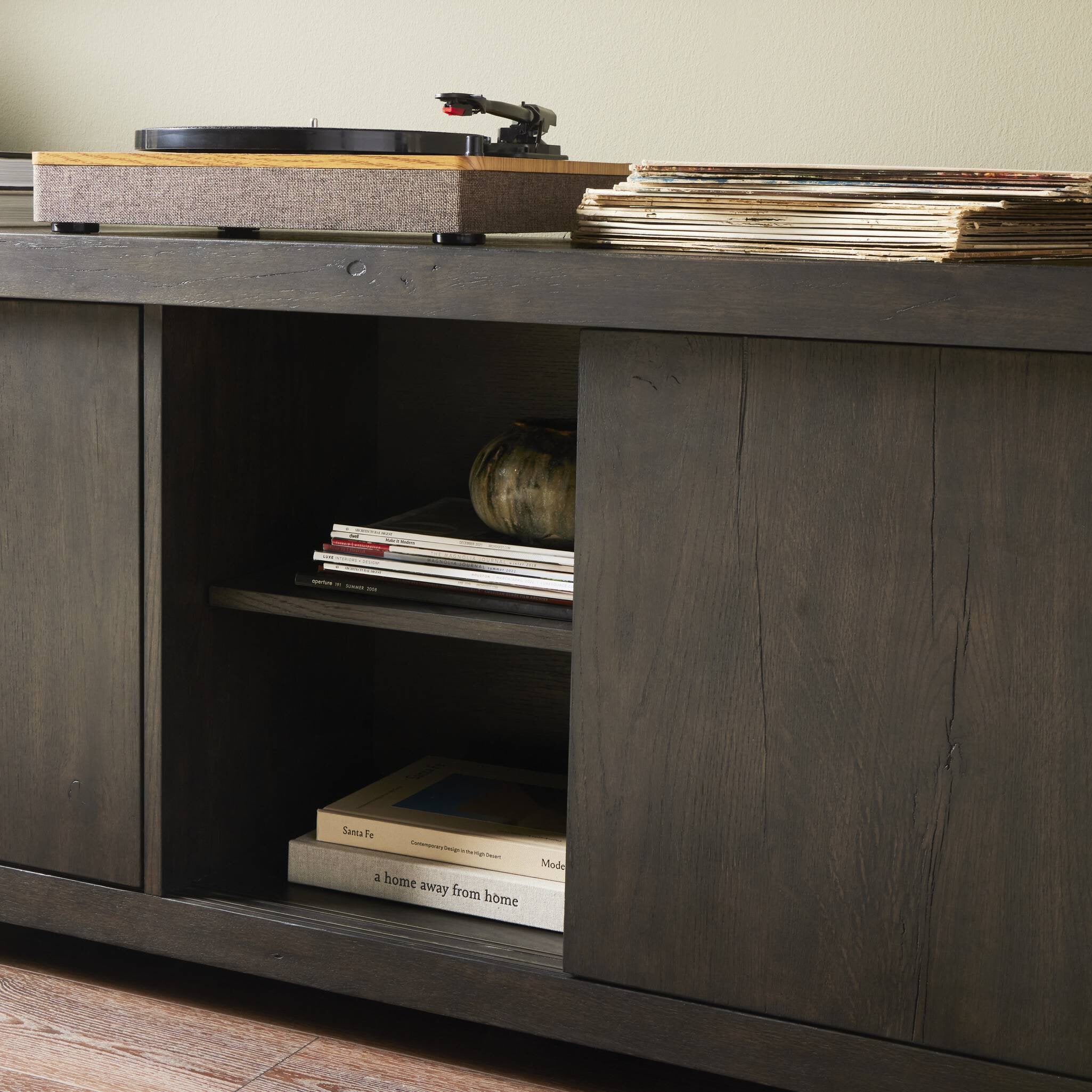 Four Hands Laredo Media Console — Smoked Black Veneer-Smoked Black
