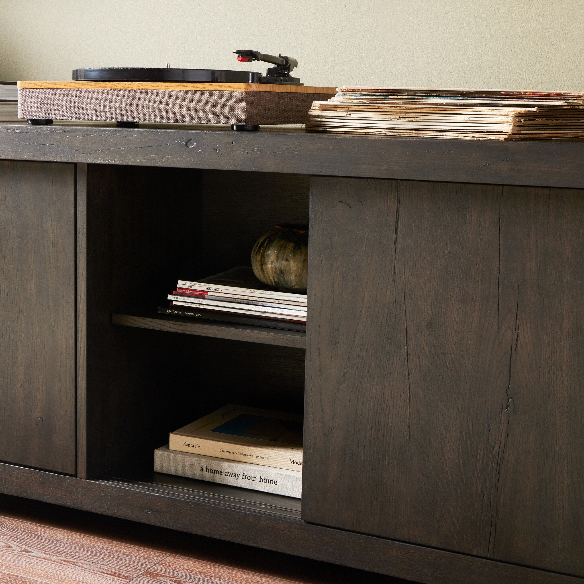 Four Hands Laredo Media Console — Smoked Black Veneer-Smoked Black