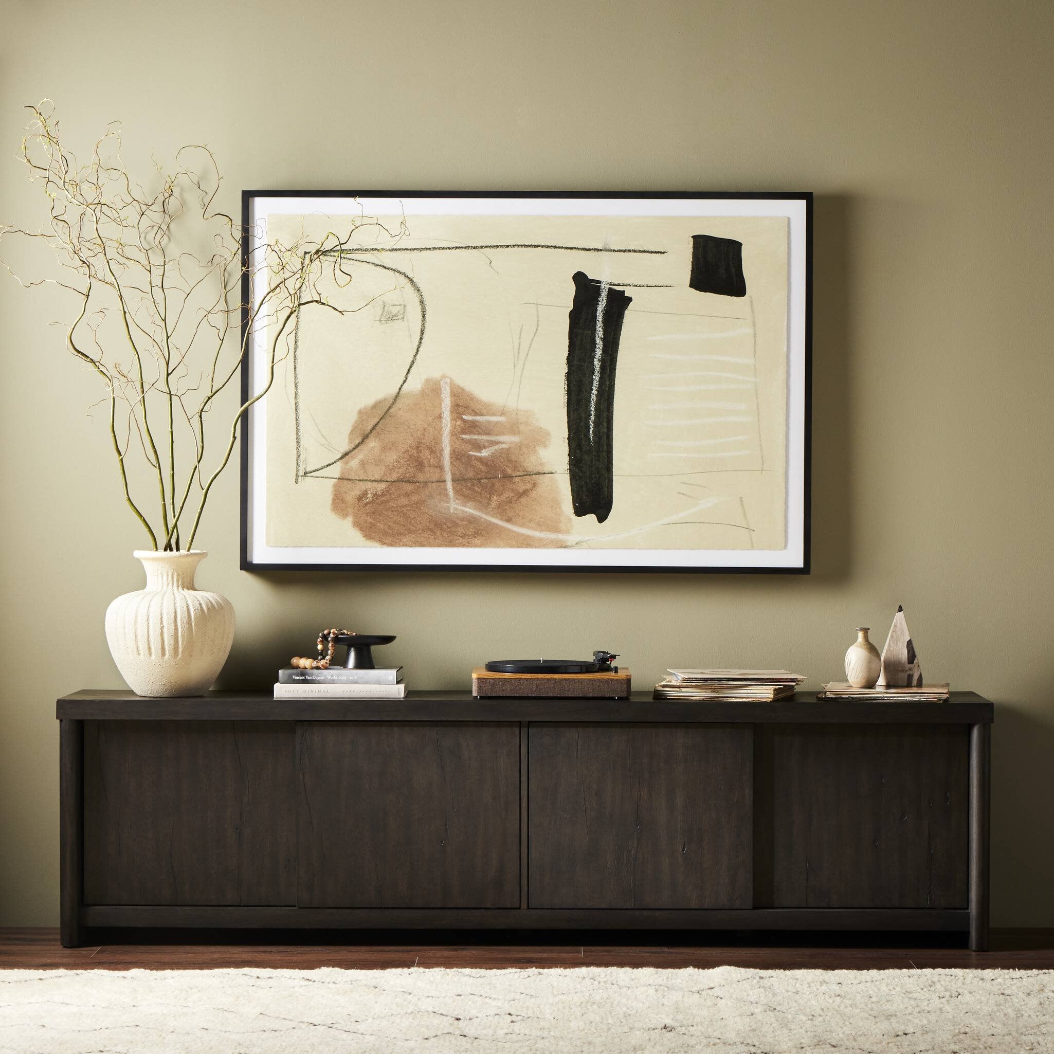 Four Hands Laredo Media Console — Smoked Black Veneer-Smoked Black
