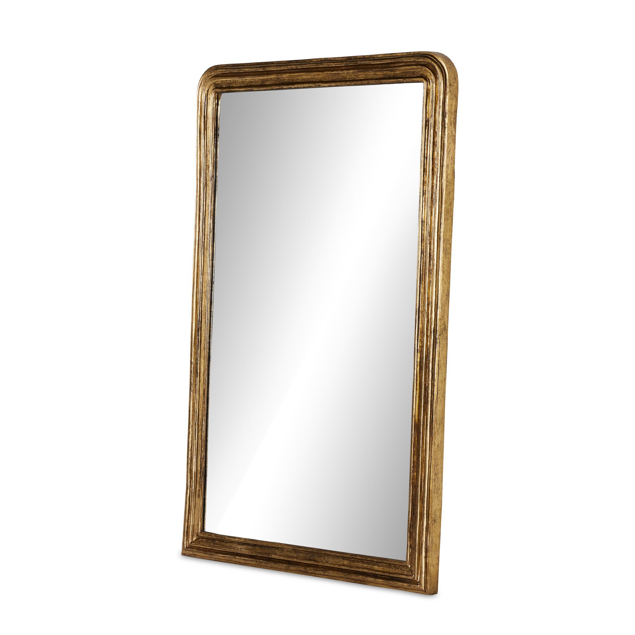 Four Hands Vintage Louis Floor Mirror — Antiqued Gold Leaf-Mirror