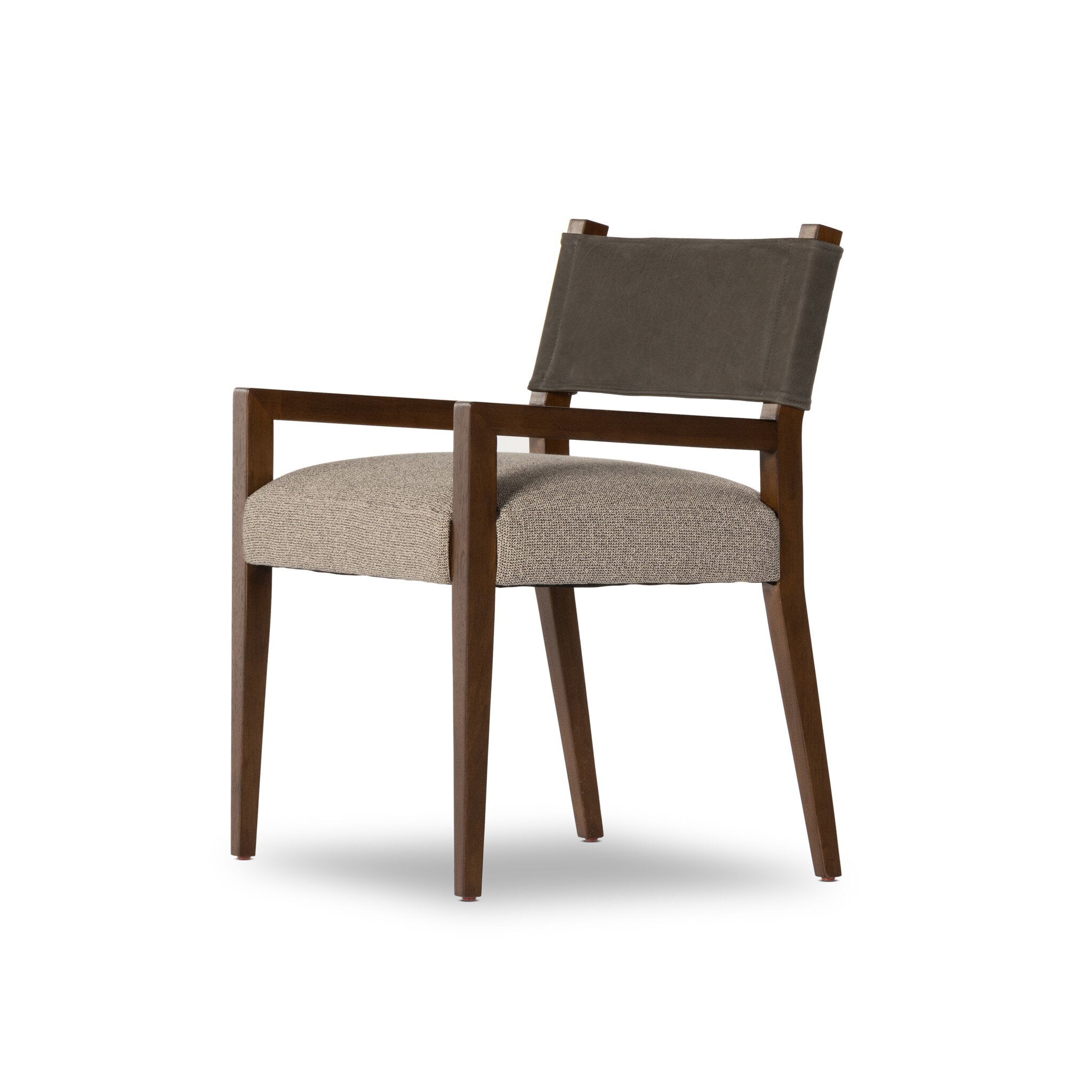 Four Hands Ferris Dining Armchair — Nubuck Charcoal-Tulsa Ink-Antique Sable