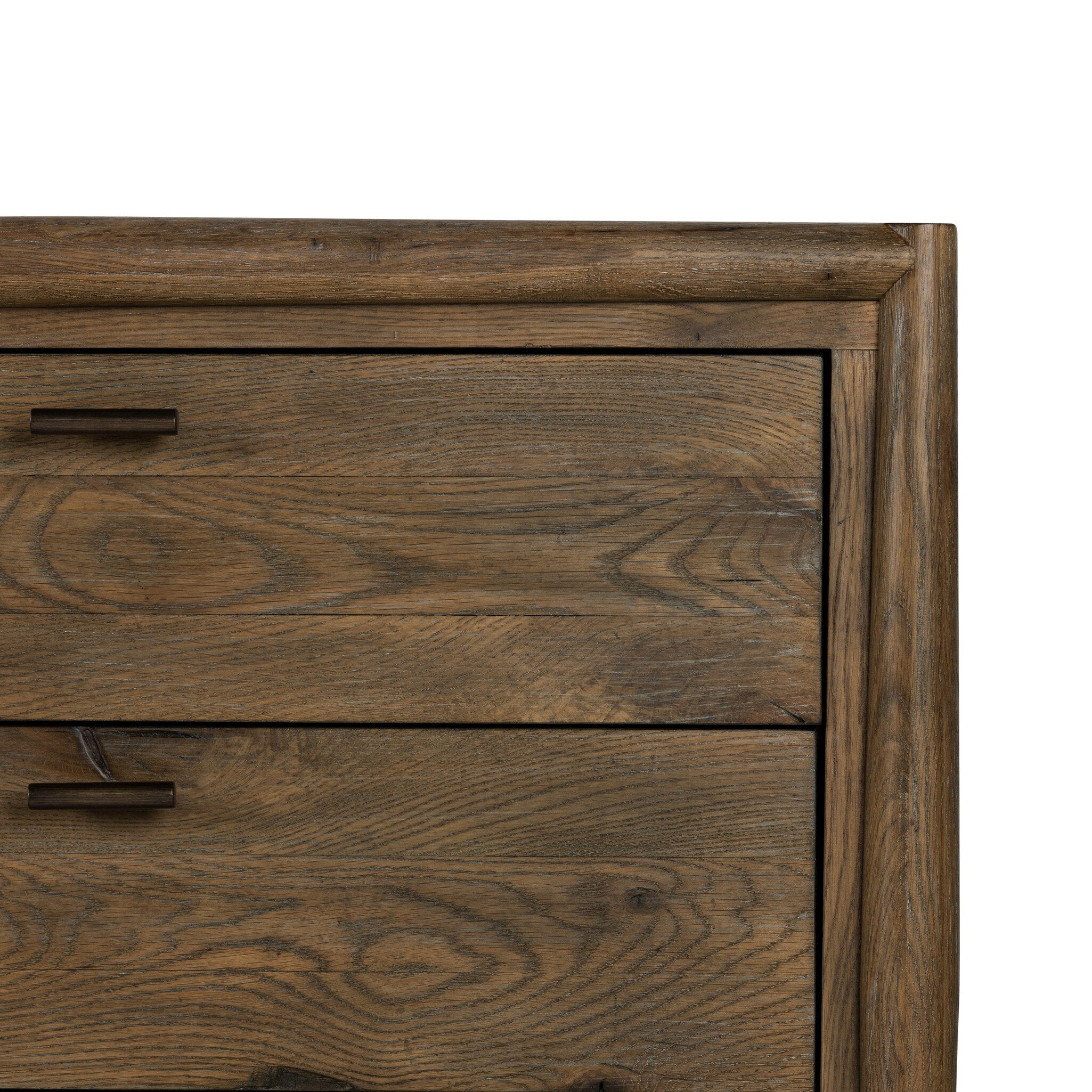Four Hands Glenview 6 Drawer Dresser — Weathered Oak-Weathered Oak Veneer-Aged Bronze