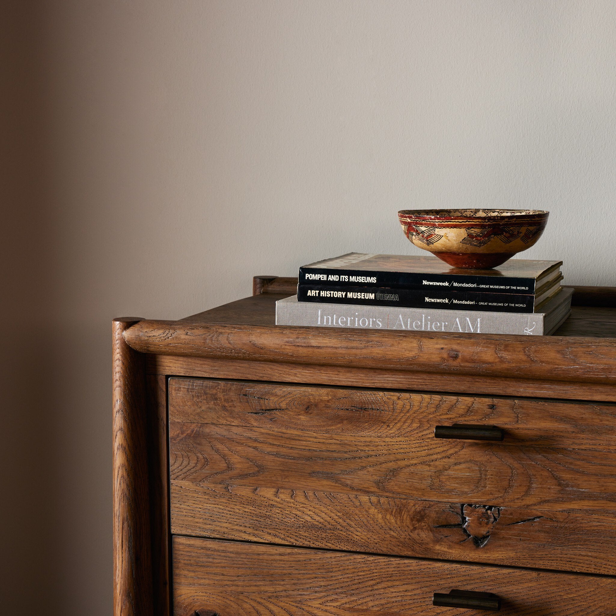 Four Hands Glenview 6 Drawer Dresser — Weathered Oak-Weathered Oak Veneer-Aged Bronze