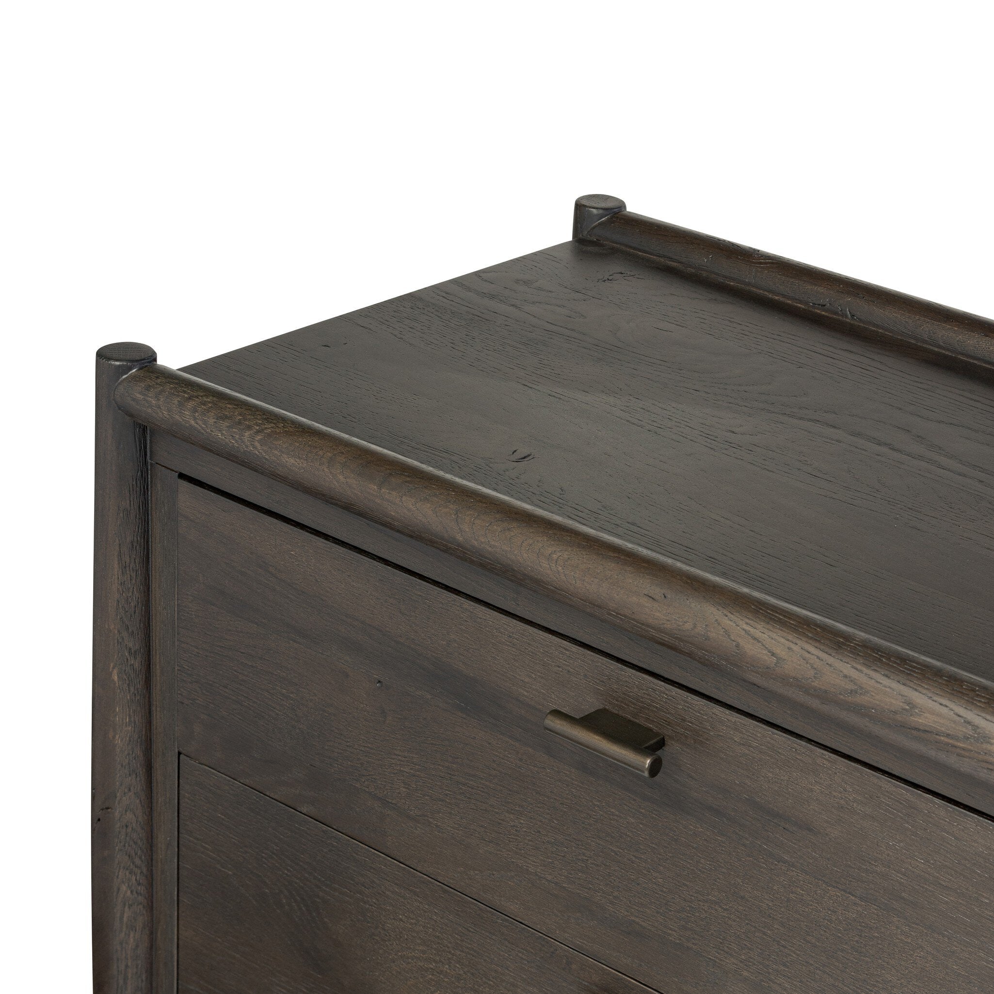 Four Hands Glenview 6 Drawer Dresser — Smoked Black Oak-Smoked Black Resawn Oak-Aged Bronze