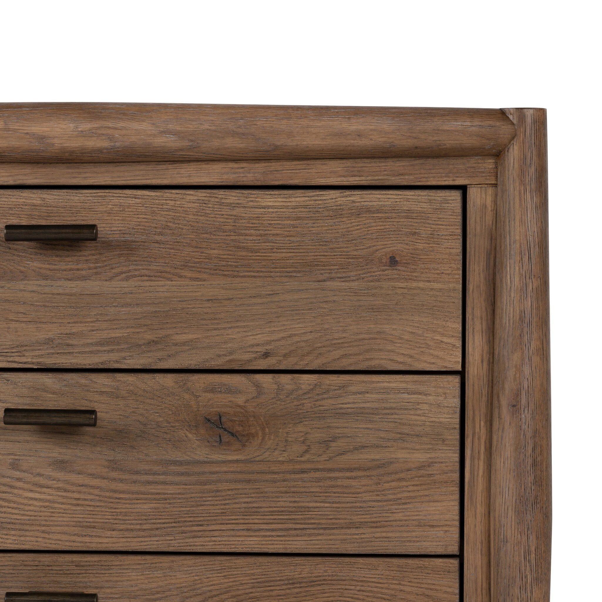 Four Hands Glenview Nightstand — Weathered Oak-Weathered Oak Veneer-Aged Bronze
