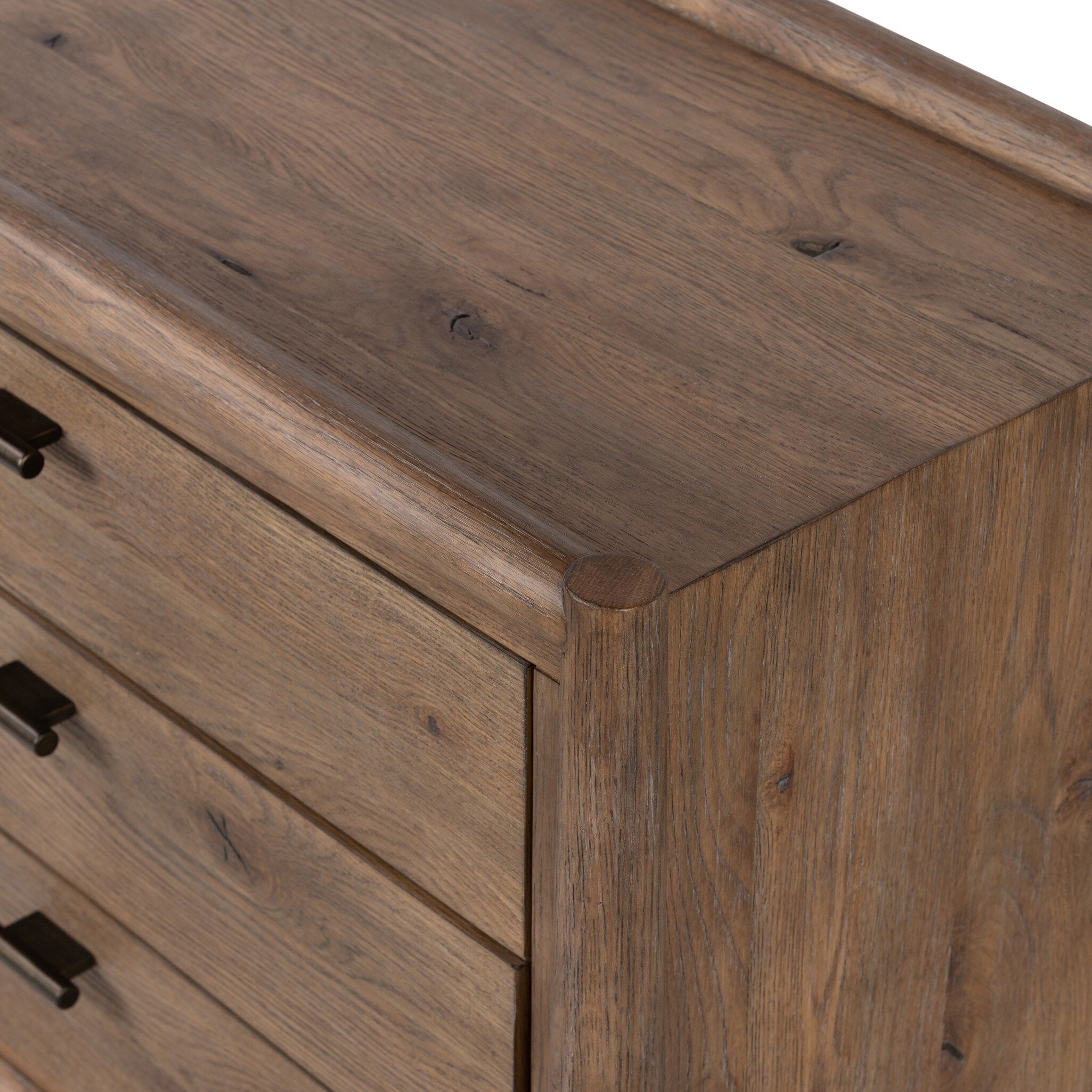 Four Hands Glenview Nightstand — Weathered Oak-Weathered Oak Veneer-Aged Bronze