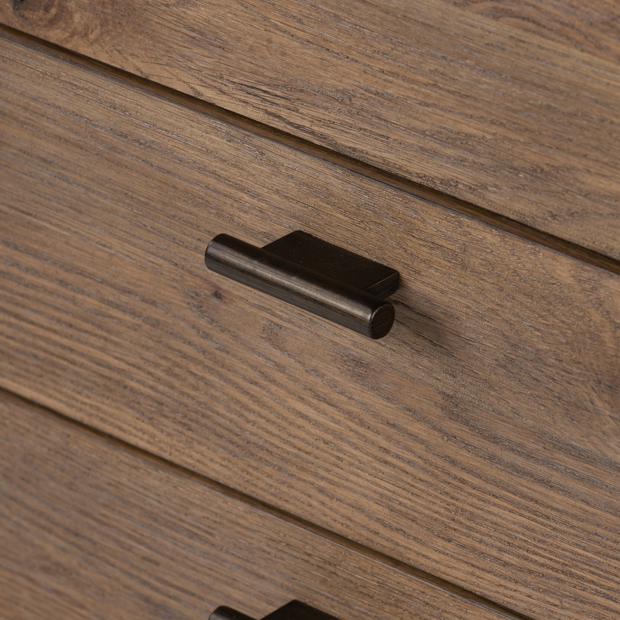 Four Hands Glenview Nightstand — Weathered Oak-Weathered Oak Veneer-Aged Bronze