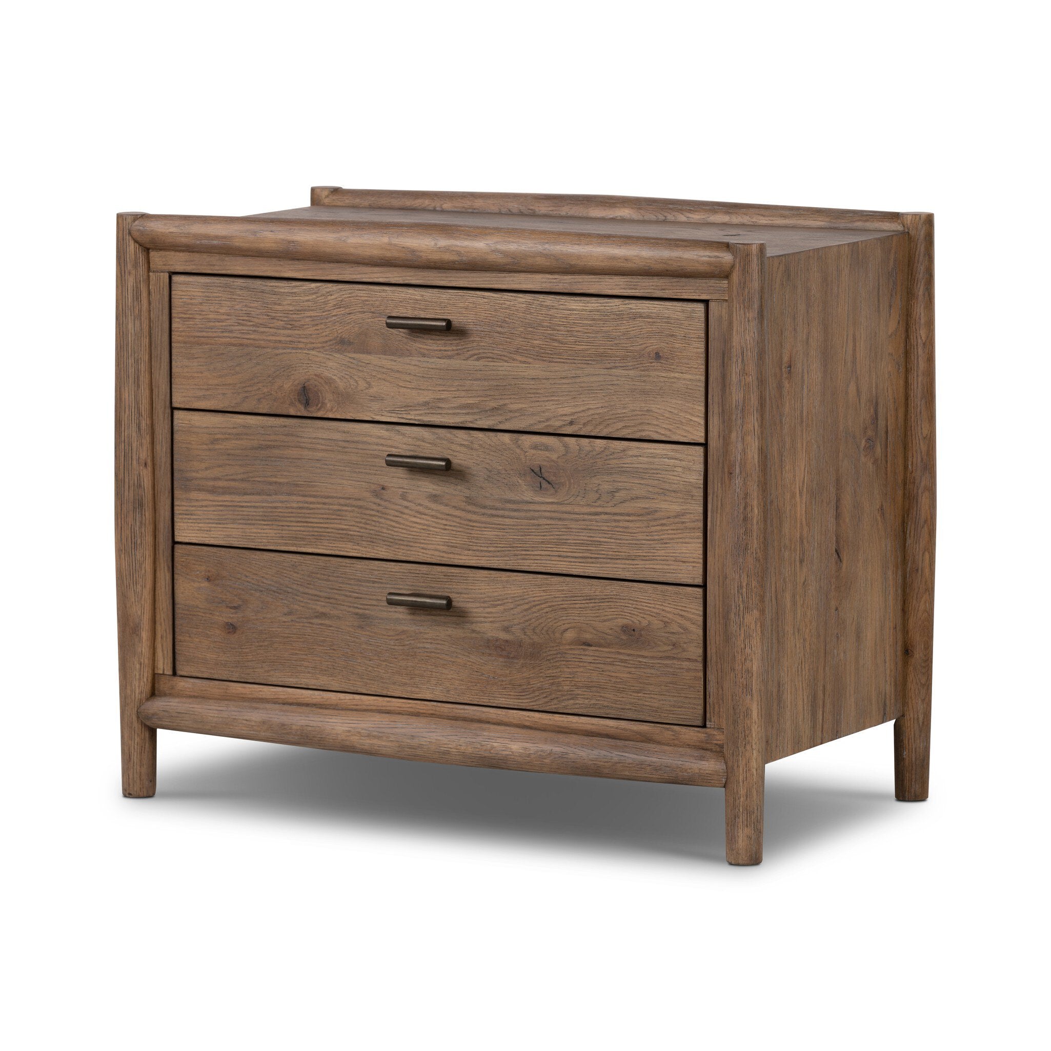 Four Hands Glenview Nightstand — Weathered Oak-Weathered Oak Veneer-Aged Bronze