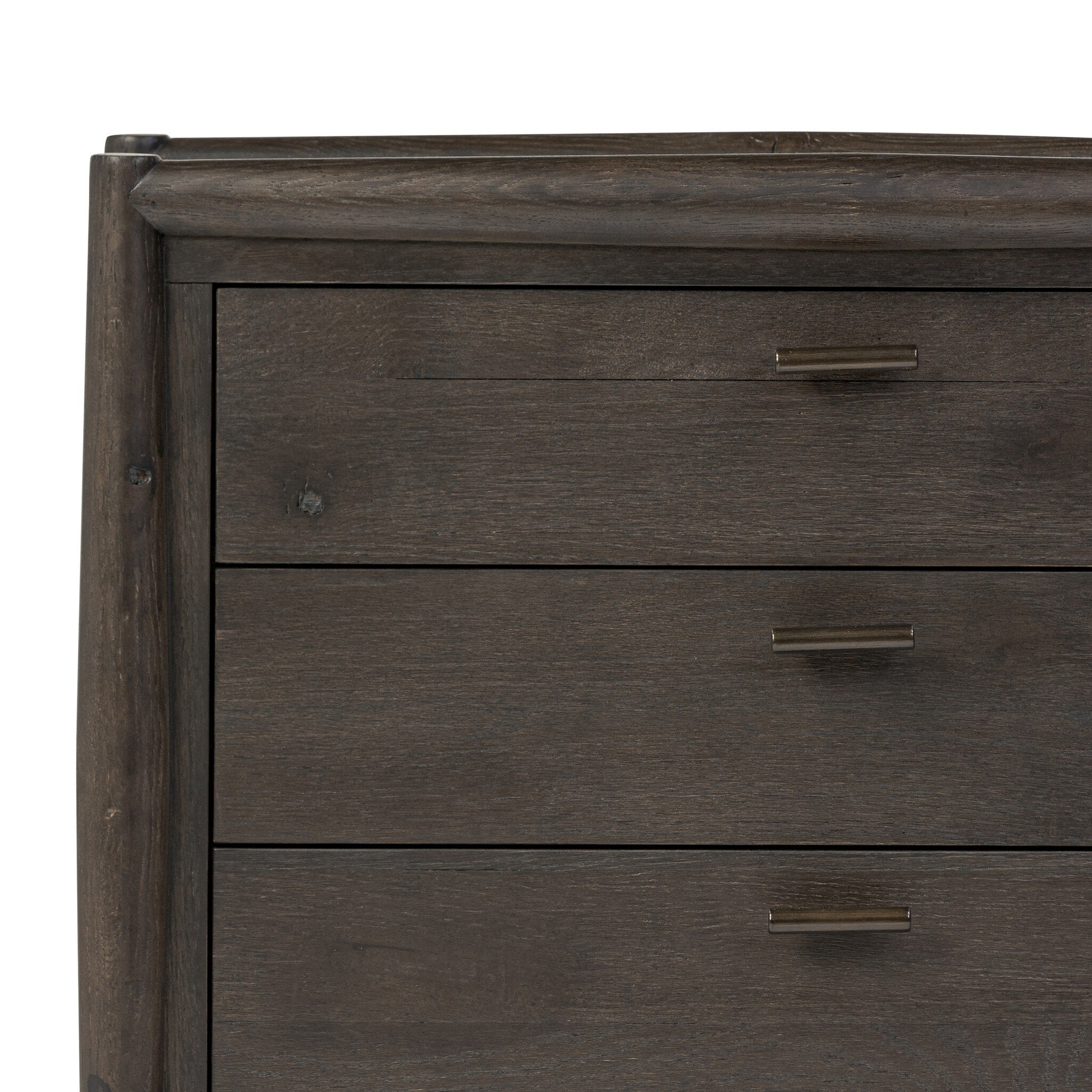 Four Hands Glenview Nightstand — Smoked Black Oak-Smoked Black Resawn Oak-Aged Bronze