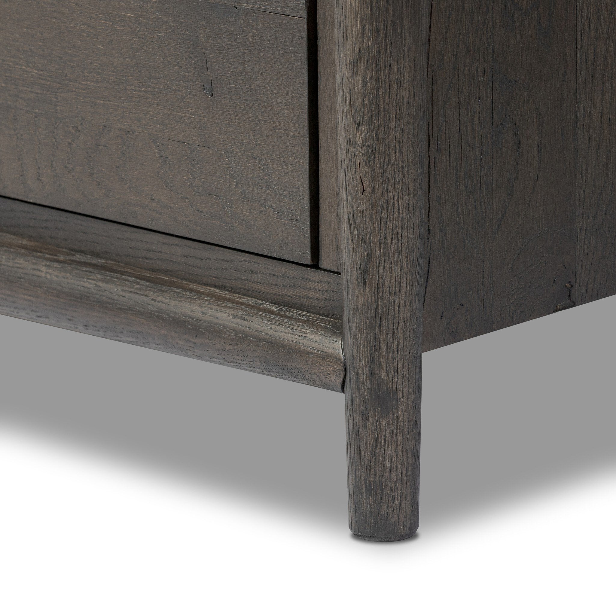 Four Hands Glenview Nightstand — Smoked Black Oak-Smoked Black Resawn Oak-Aged Bronze