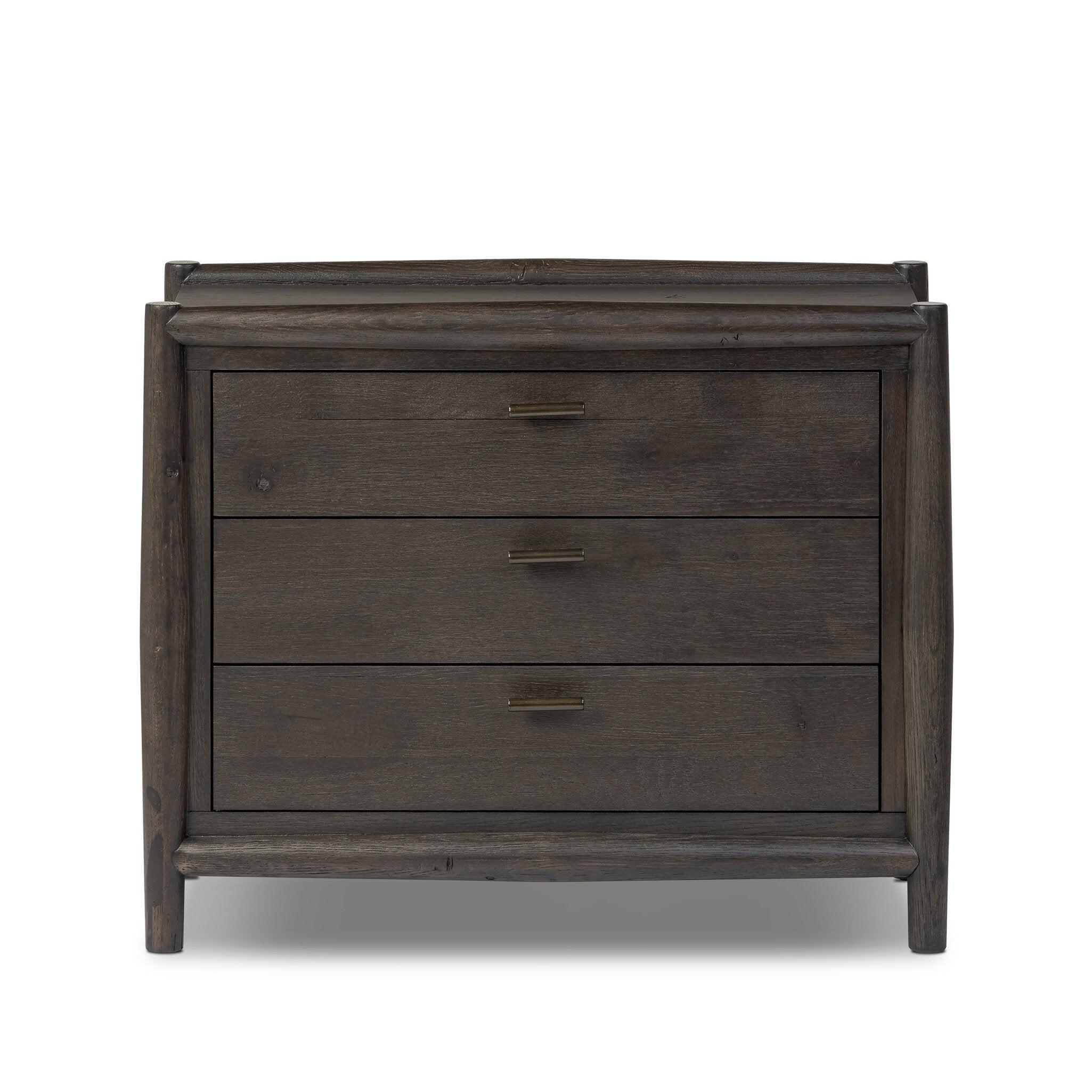 Four Hands Glenview Nightstand — Smoked Black Oak-Smoked Black Resawn Oak-Aged Bronze