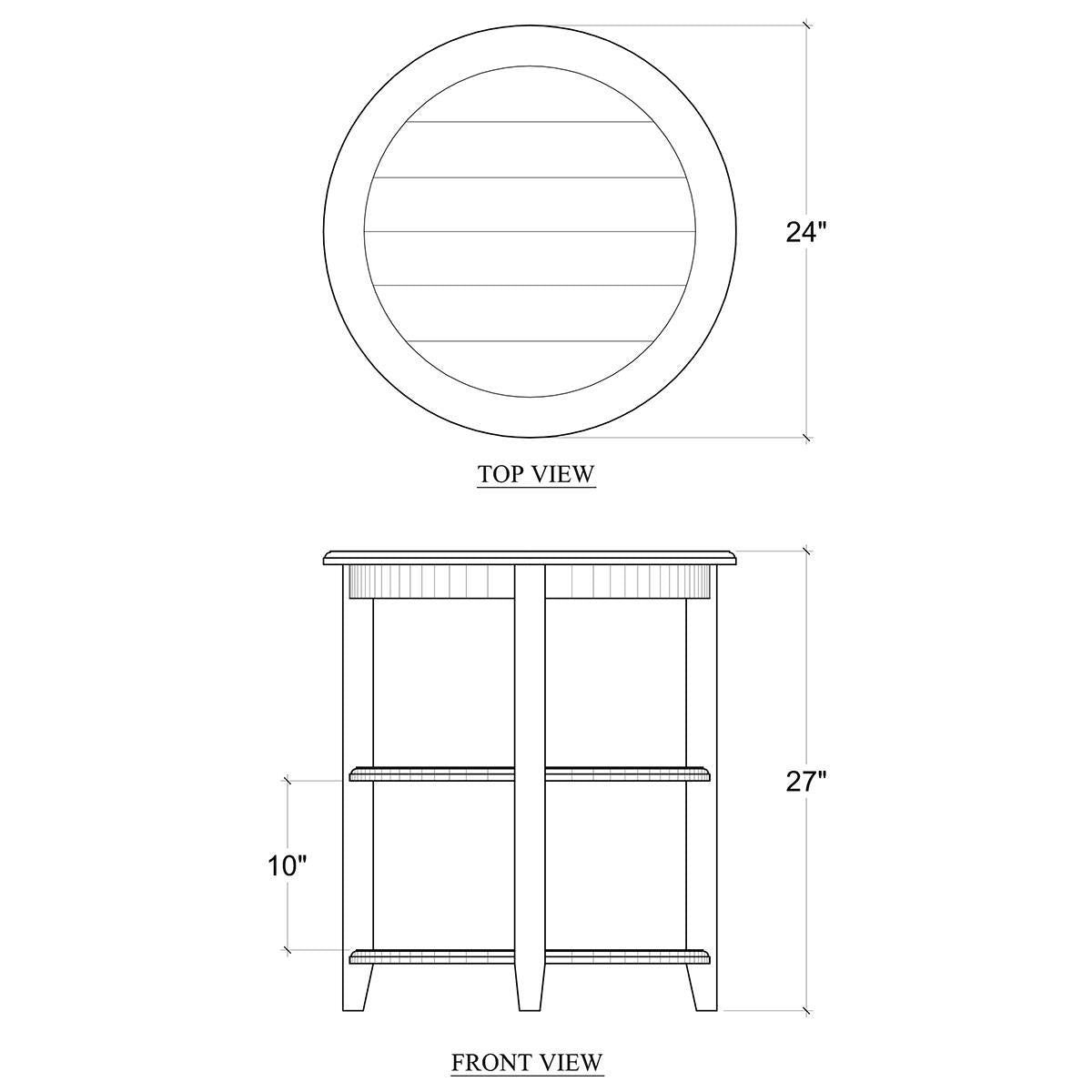 Bramble Luna Round 3 Tier Side Table — Batavia Black