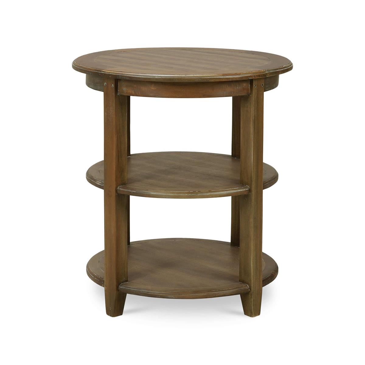 Bramble Luna Round 3 Tier Side Table — Straw Wash