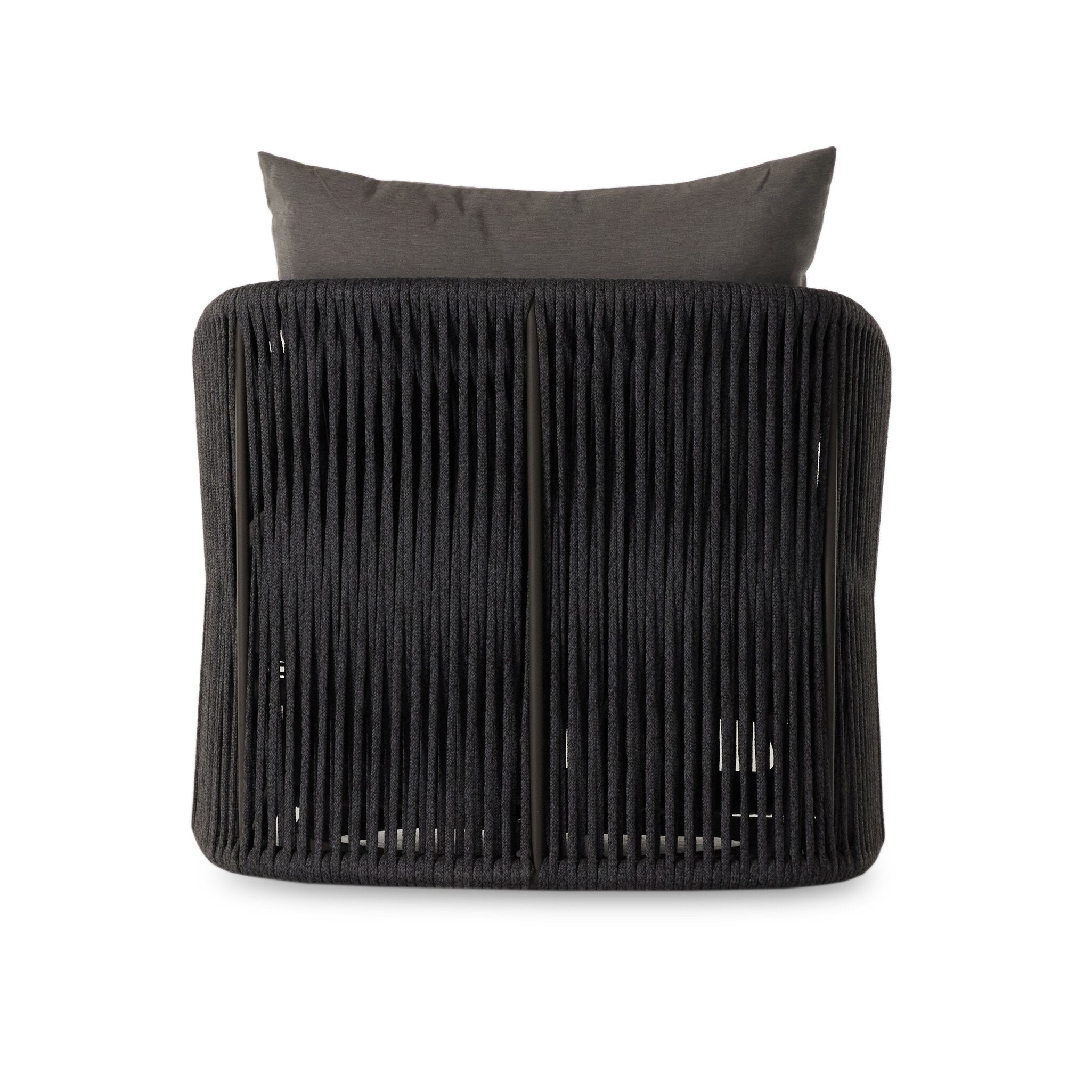 Four Hands Porto Outdoor Swivel Chair — Bronze-Venao Charcoal-Thick Dark Grey Rope