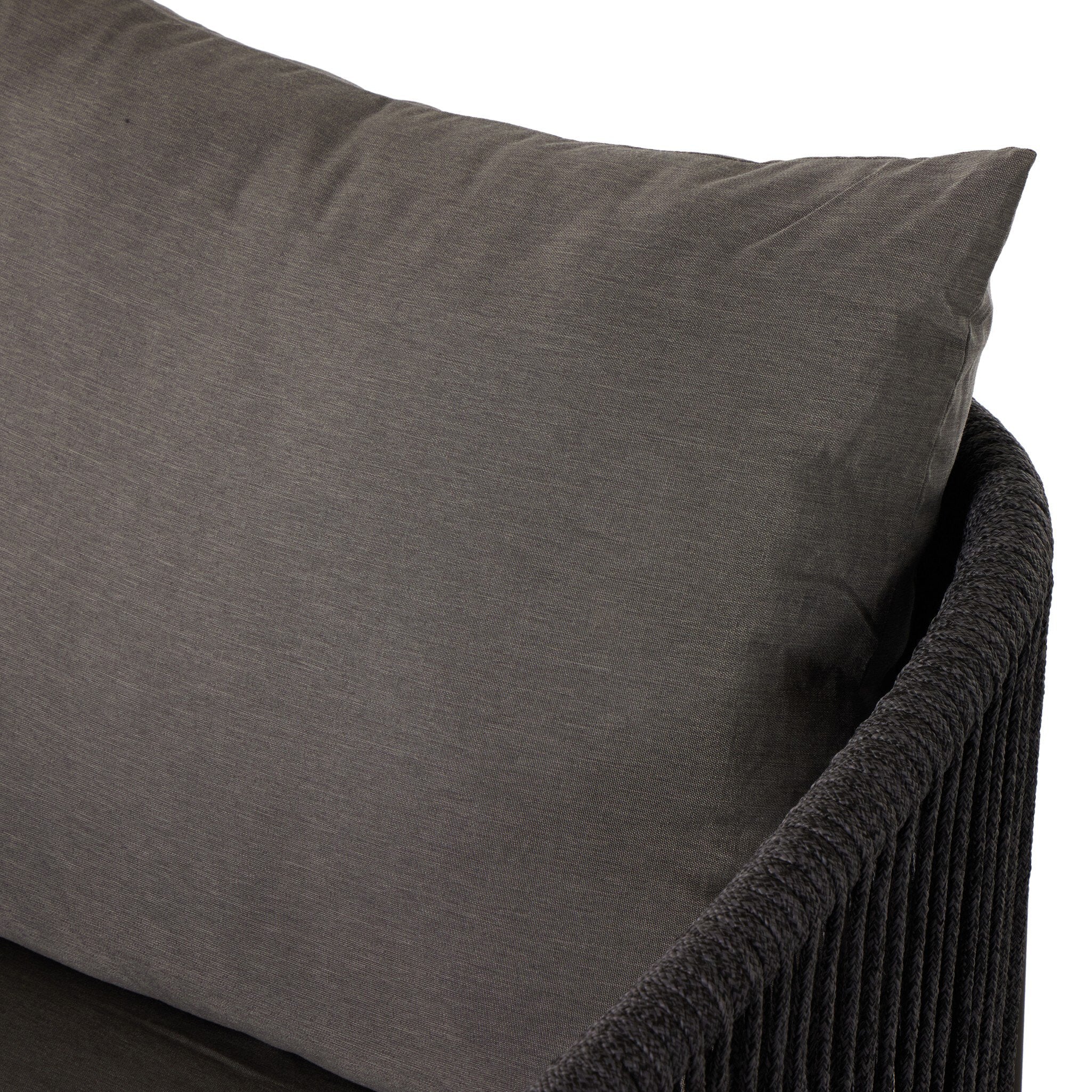 Four Hands Porto Outdoor Swivel Chair — Bronze-Venao Charcoal-Thick Dark Grey Rope