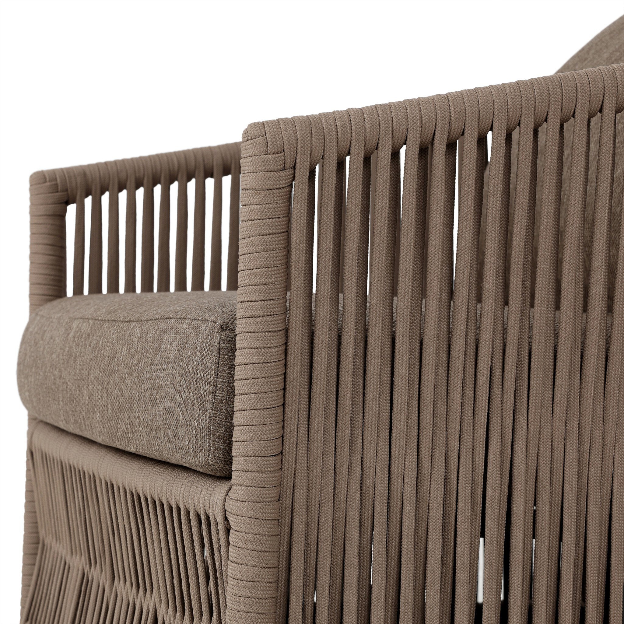 Four Hands Porto Outdoor Swivel Chair — Bronze-Ellor Brown-Khaki Rope