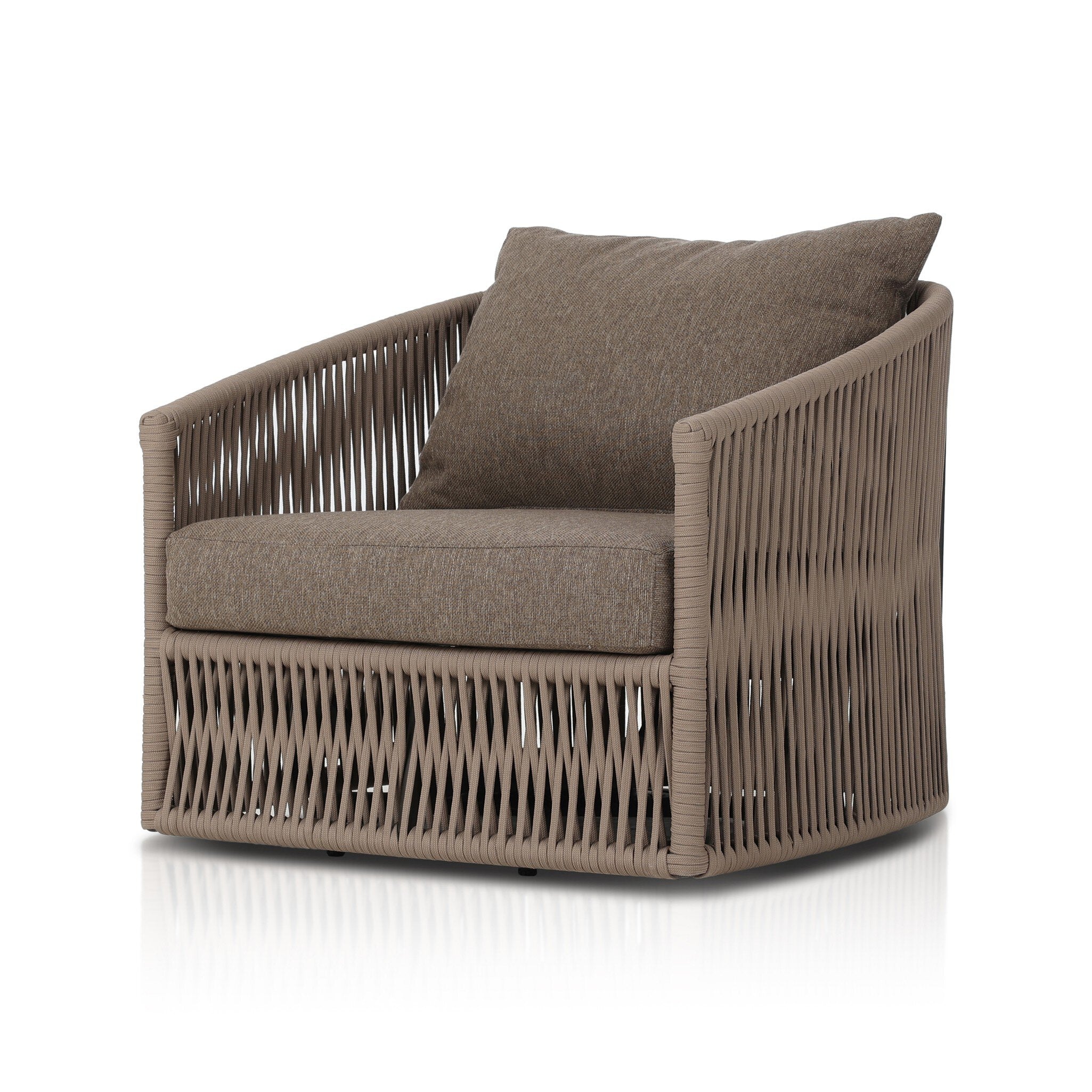 Four Hands Porto Outdoor Swivel Chair — Bronze-Ellor Brown-Khaki Rope