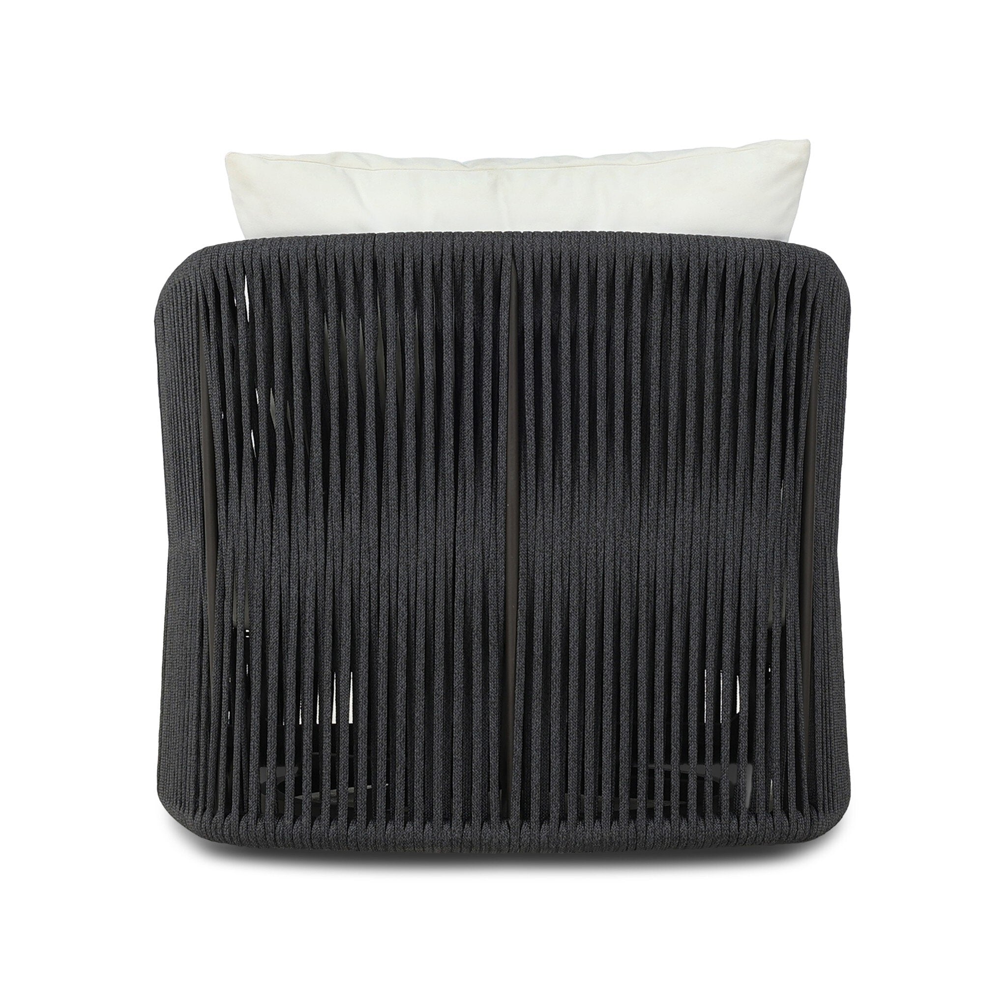 Four Hands Porto Outdoor Swivel Chair — Bronze-Arashi Salt-Thick Dark Grey Rope