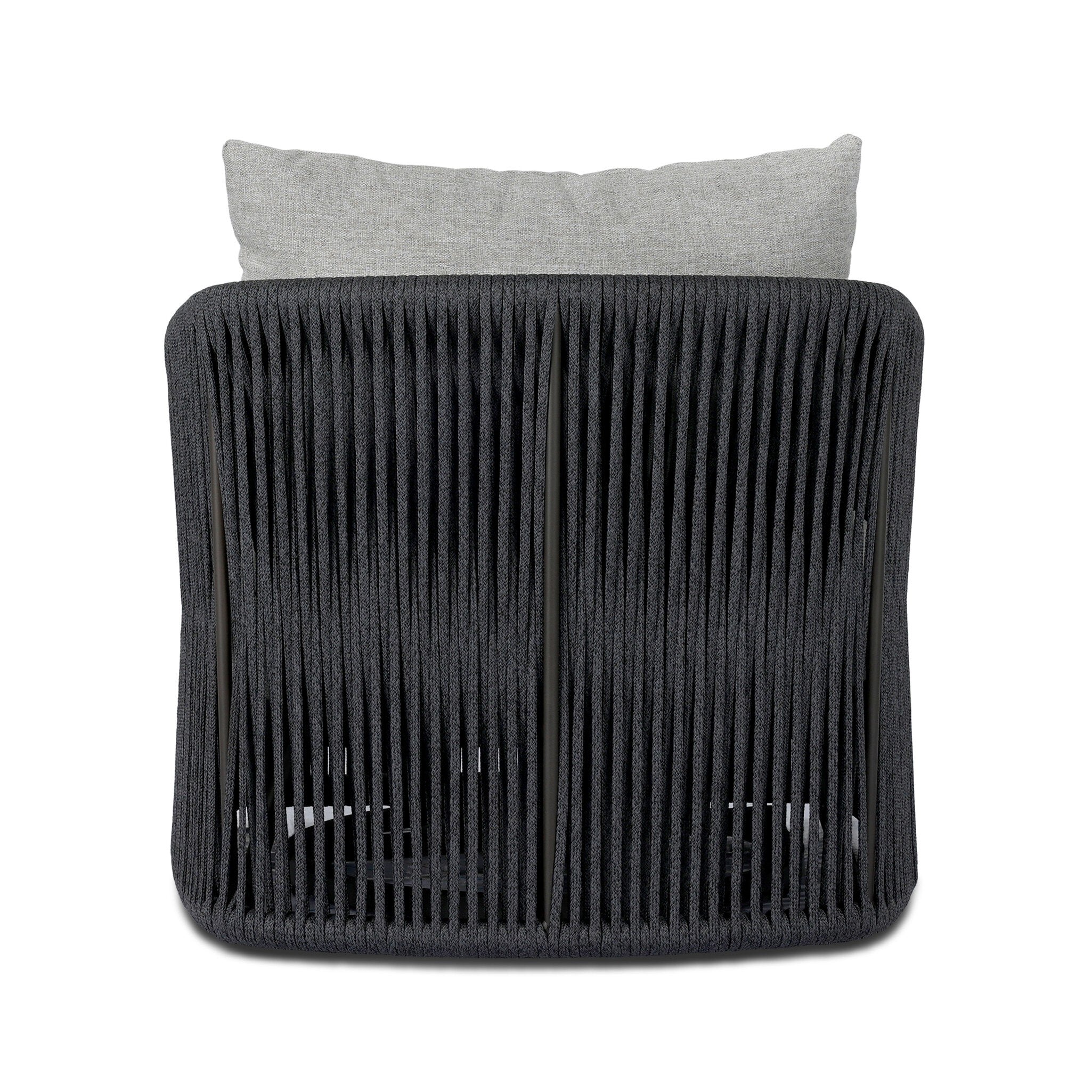Four Hands Porto Outdoor Swivel Chair — Bronze-Alessi Slate-Thick Dark Grey Rope