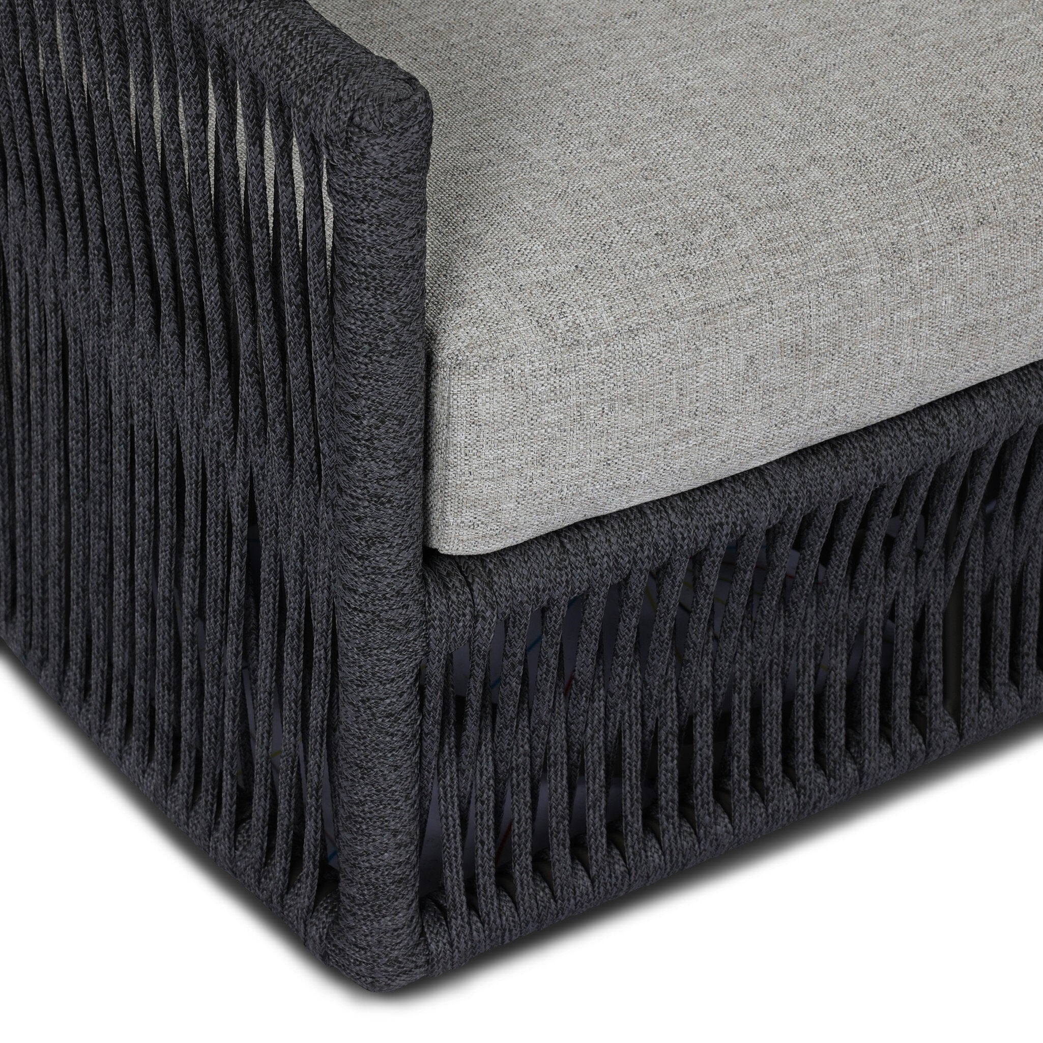 Four Hands Porto Outdoor Swivel Chair — Bronze-Alessi Slate-Thick Dark Grey Rope