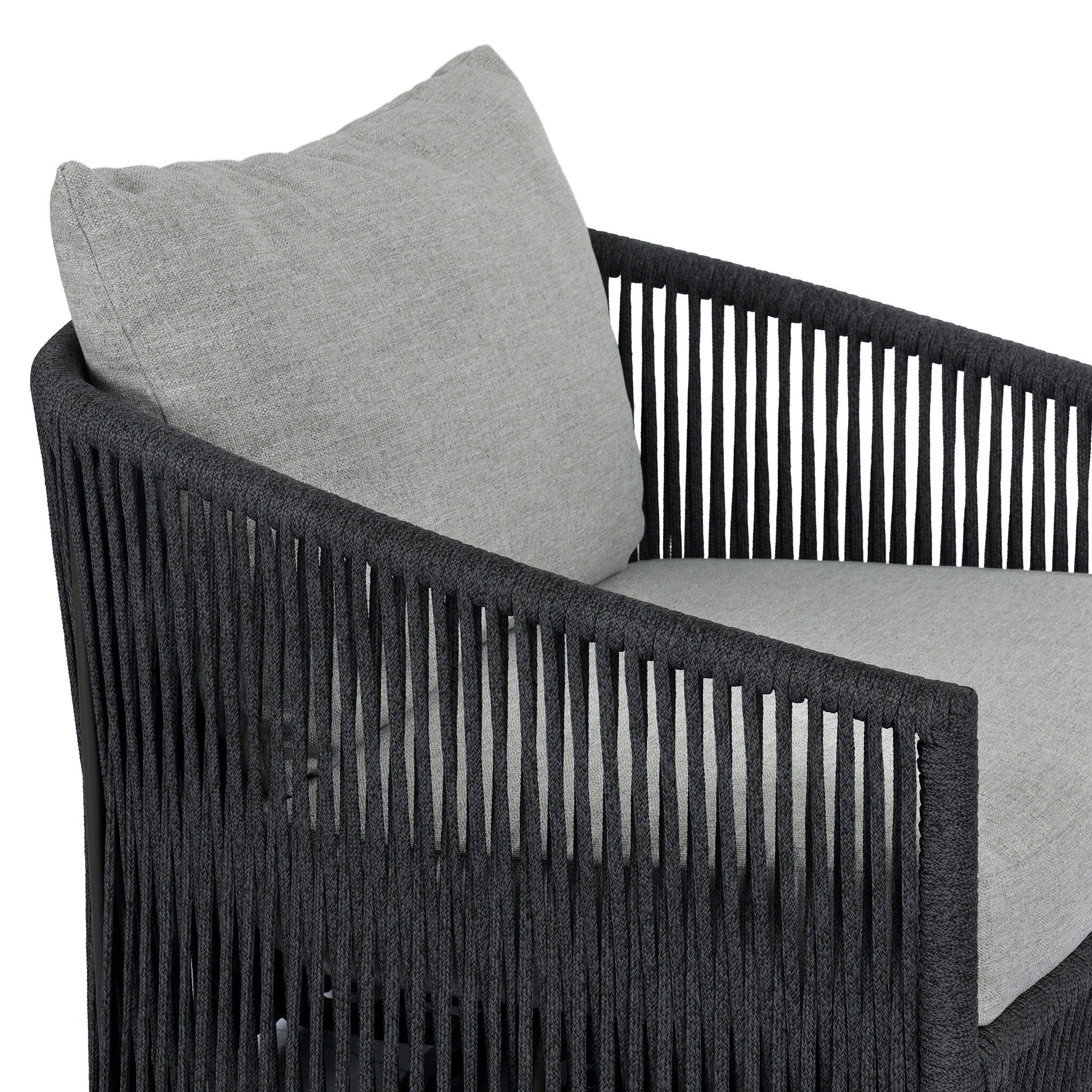 Four Hands Porto Outdoor Swivel Chair — Bronze-Alessi Slate-Thick Dark Grey Rope