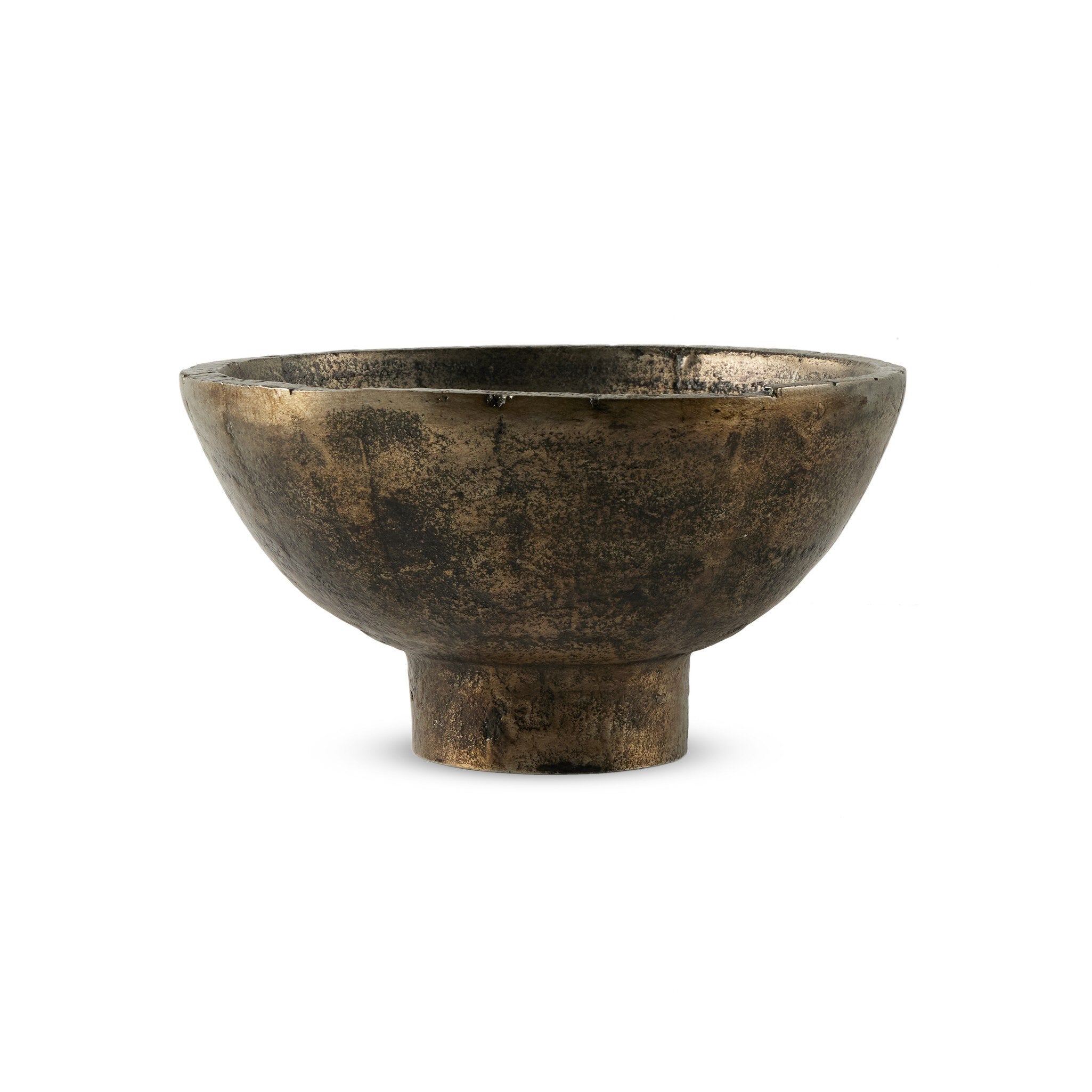 Four Hands Jagen Outdoor Pedestal Bowl — Rustic Cast Aluminum