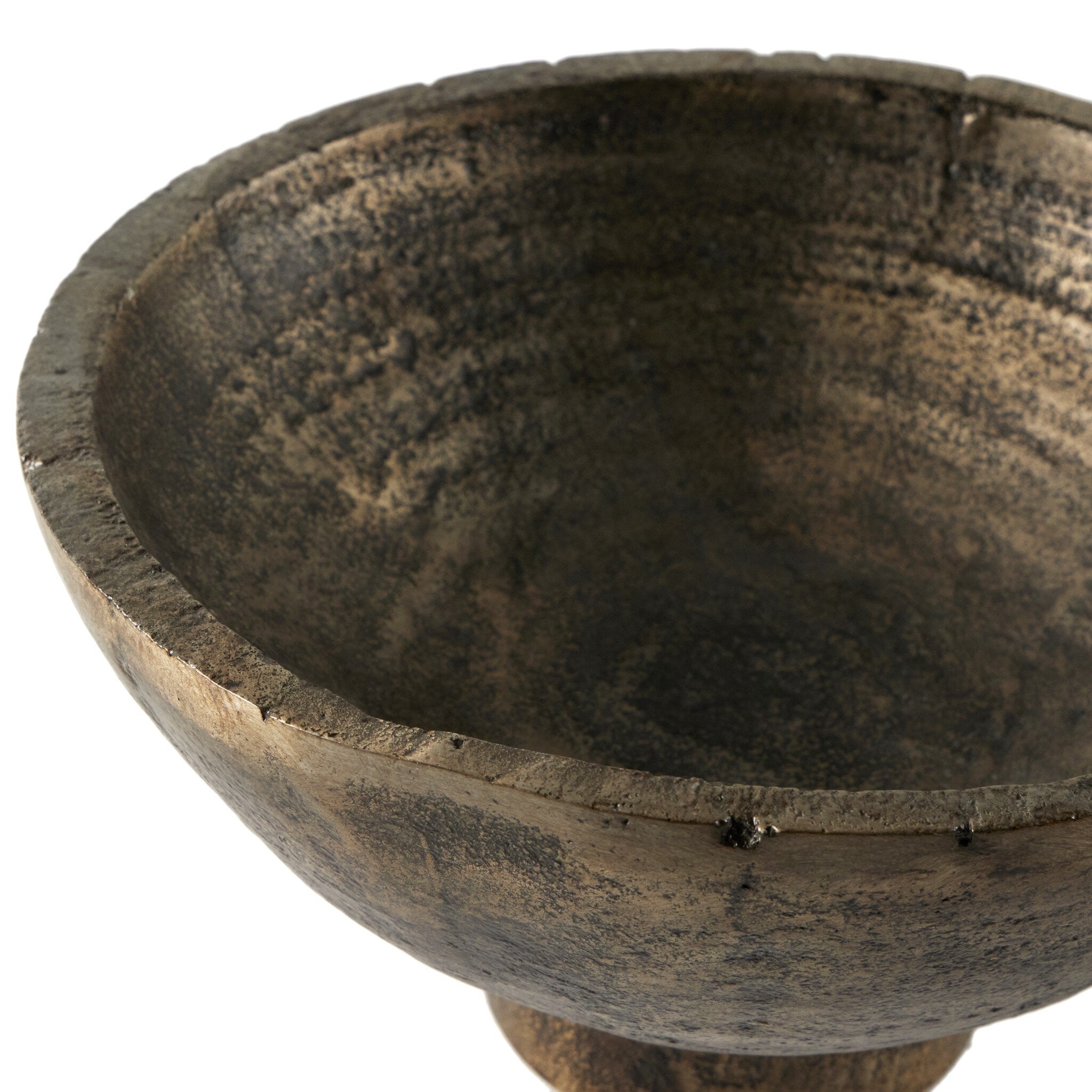 Four Hands Jagen Outdoor Pedestal Bowl — Rustic Cast Aluminum