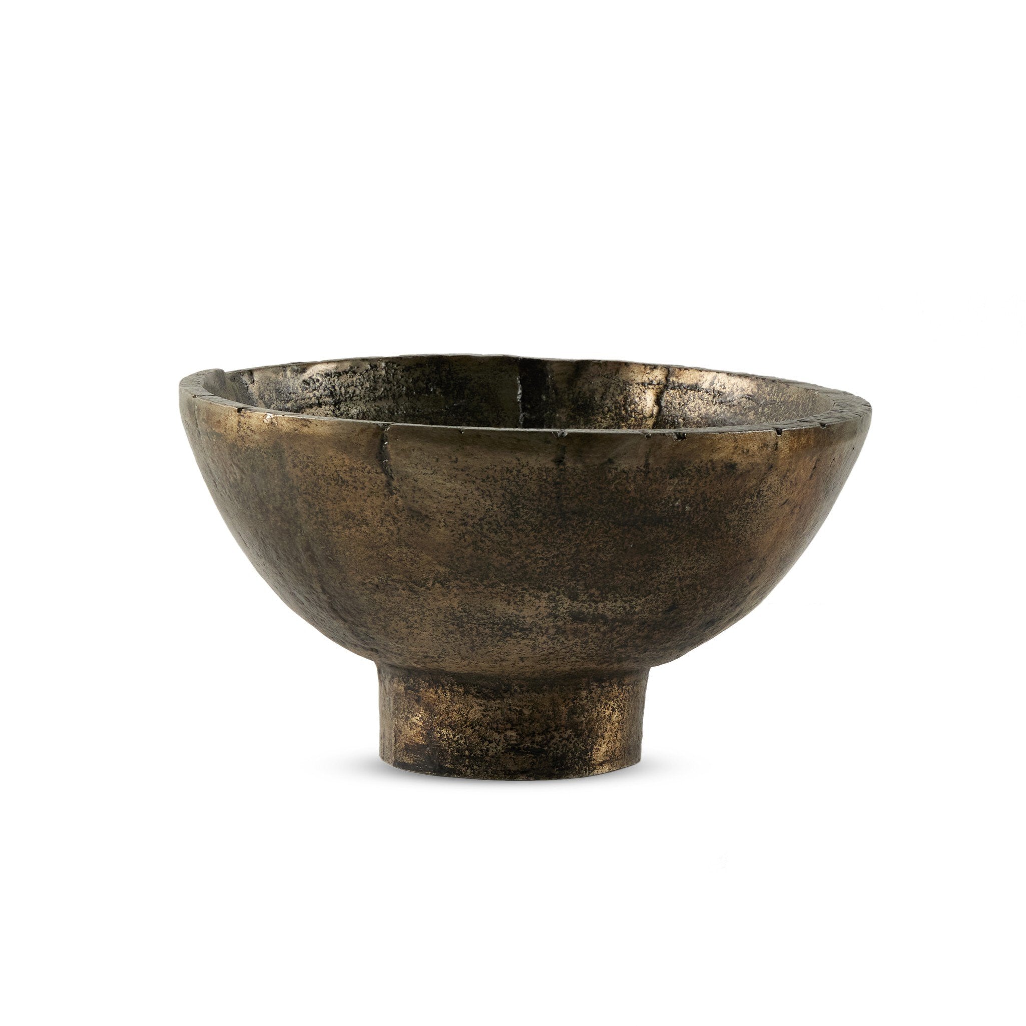 Four Hands Jagen Outdoor Pedestal Bowl — Rustic Cast Aluminum