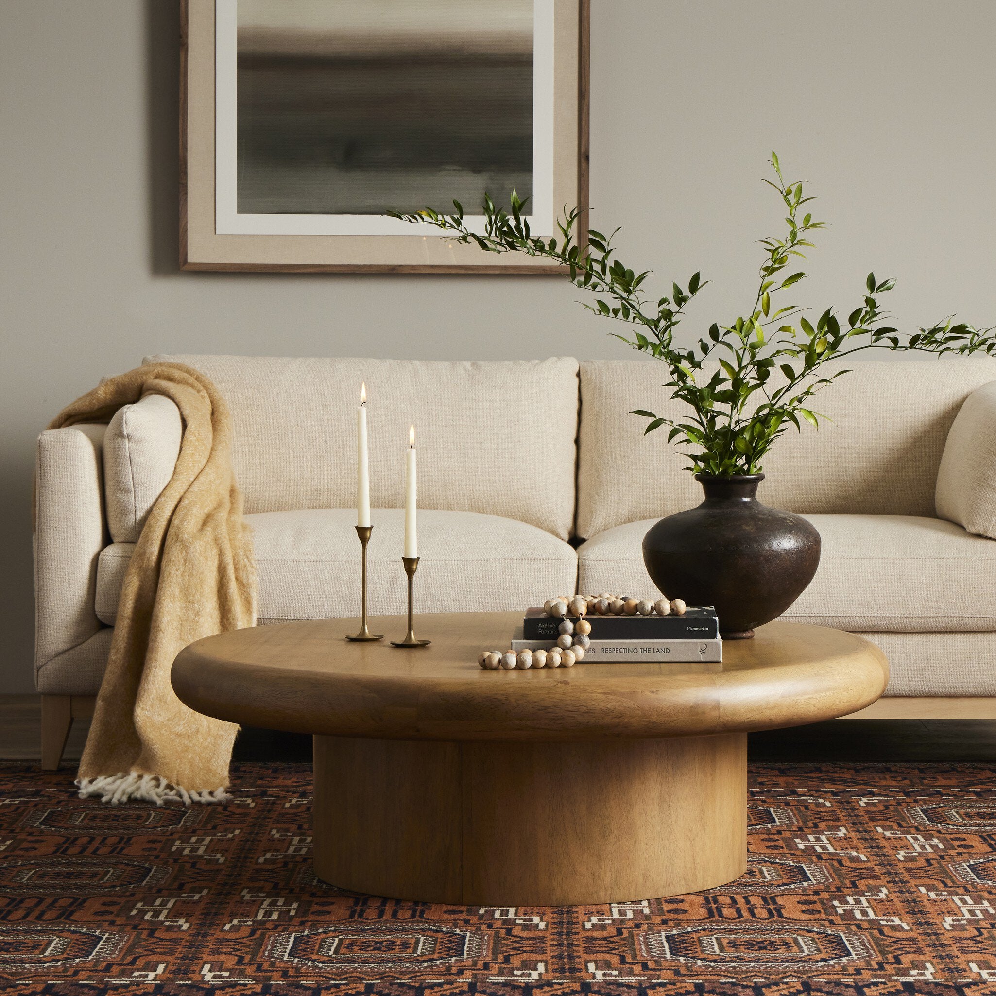 Four Hands Zach Large Coffee Table — Burnished Parawood-Burnished Parawood Veneer