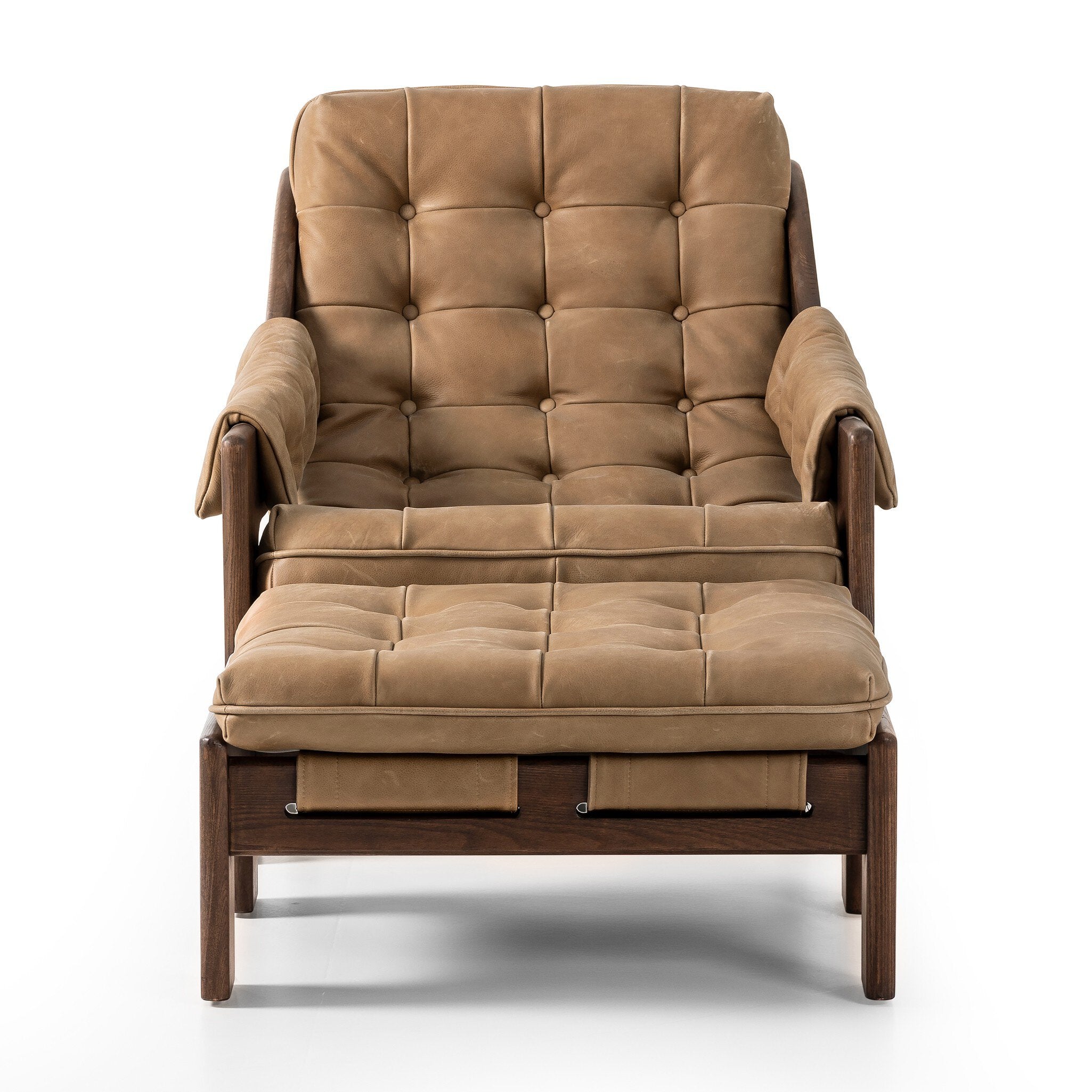 Four Hands Halston Chair With Ottoman — Palermo Drift-Terra Brown Ash