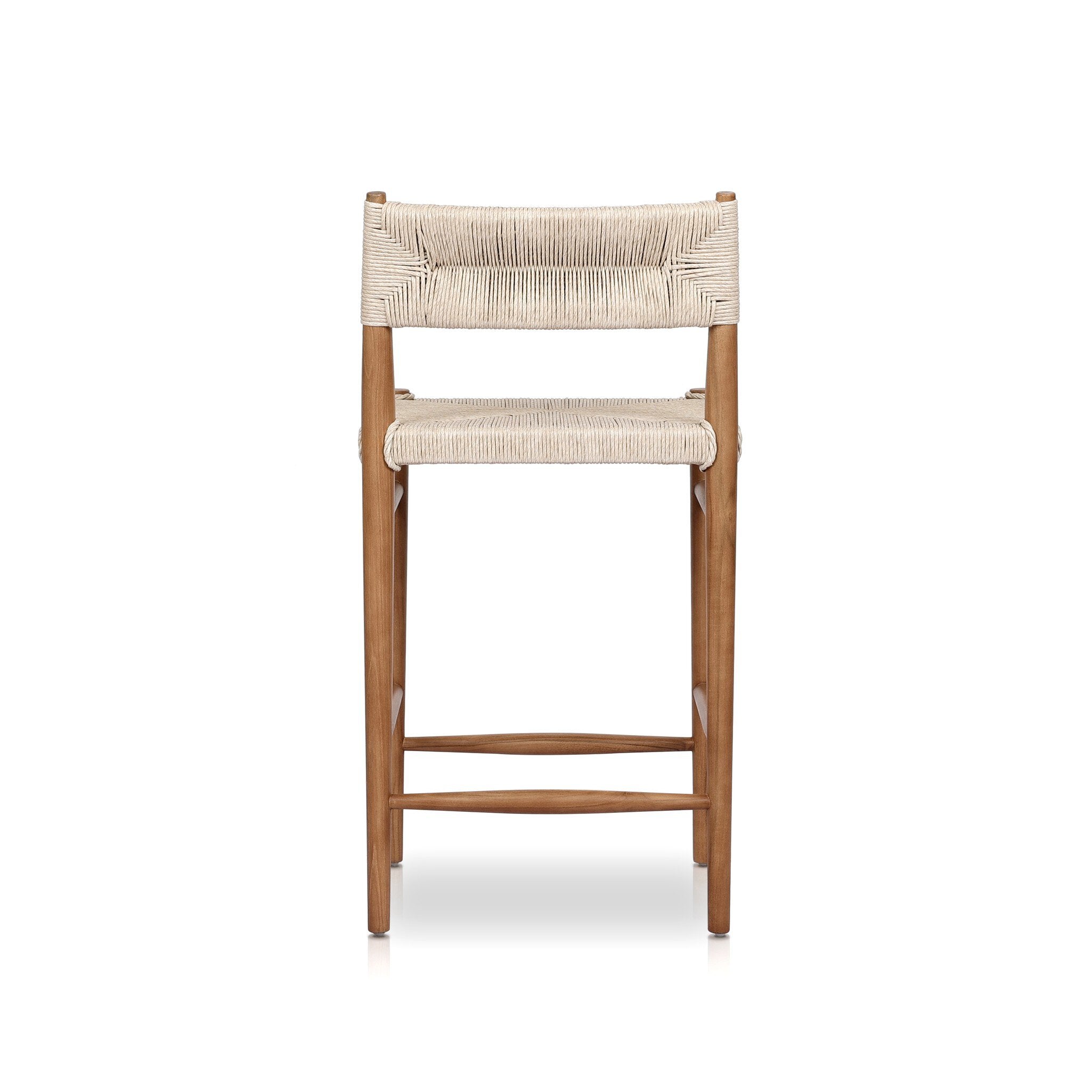 Four Hands Lomas Bar + Counter Outdoor Stool — Natural Teak-Vintage White-Counter