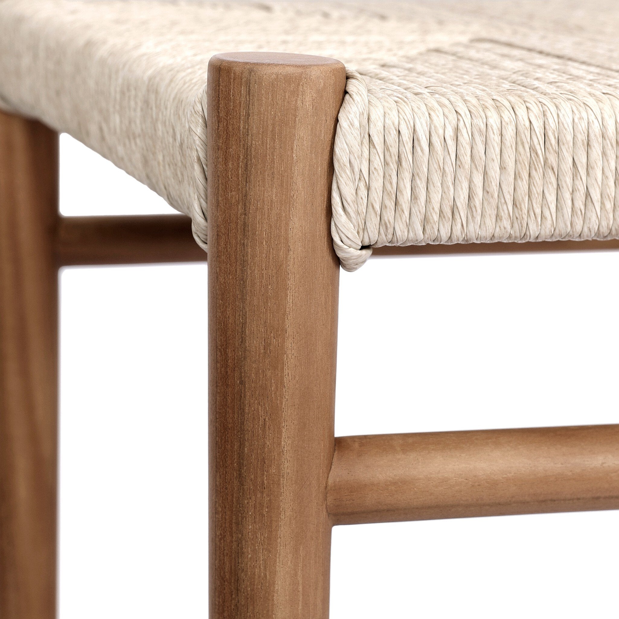 Four Hands Lomas Bar + Counter Outdoor Stool — Natural Teak-Vintage White-Counter