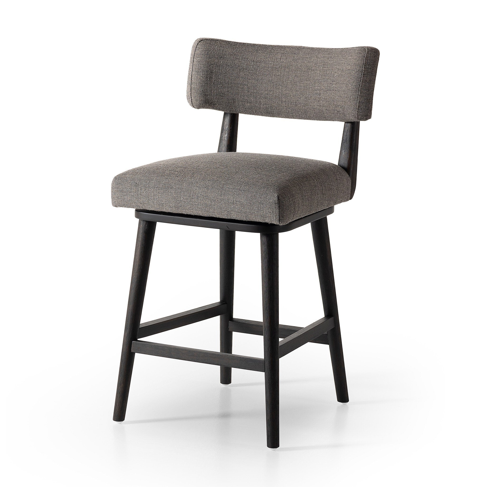 Four Hands Cardell Swivel Bar + Counter Stool — Alcala Nickel-Burnt Parawood-Counter
