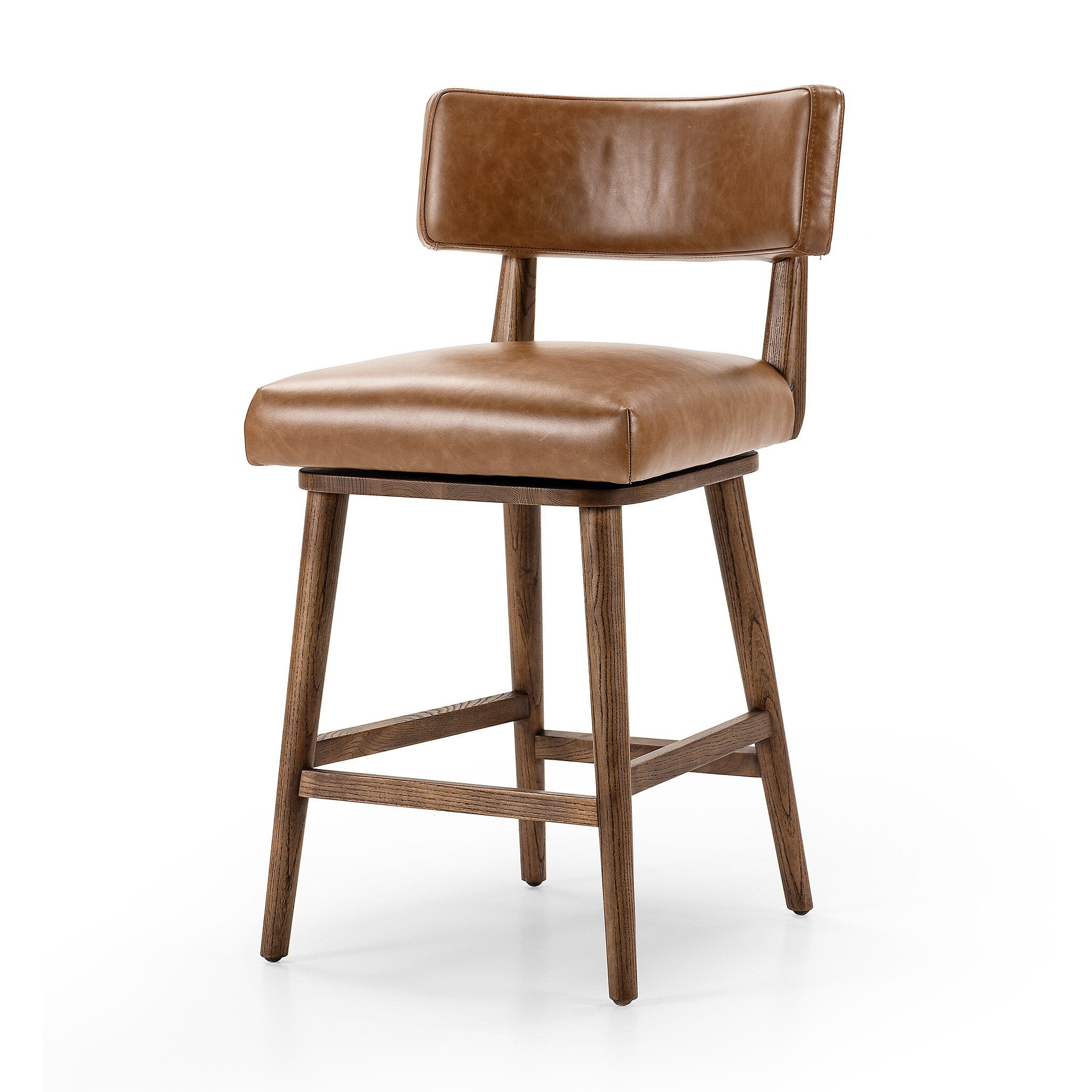Four Hands Cardell Swivel Bar + Counter Stool — Sonoma Chestnut-Tan Nettlewood-Counter