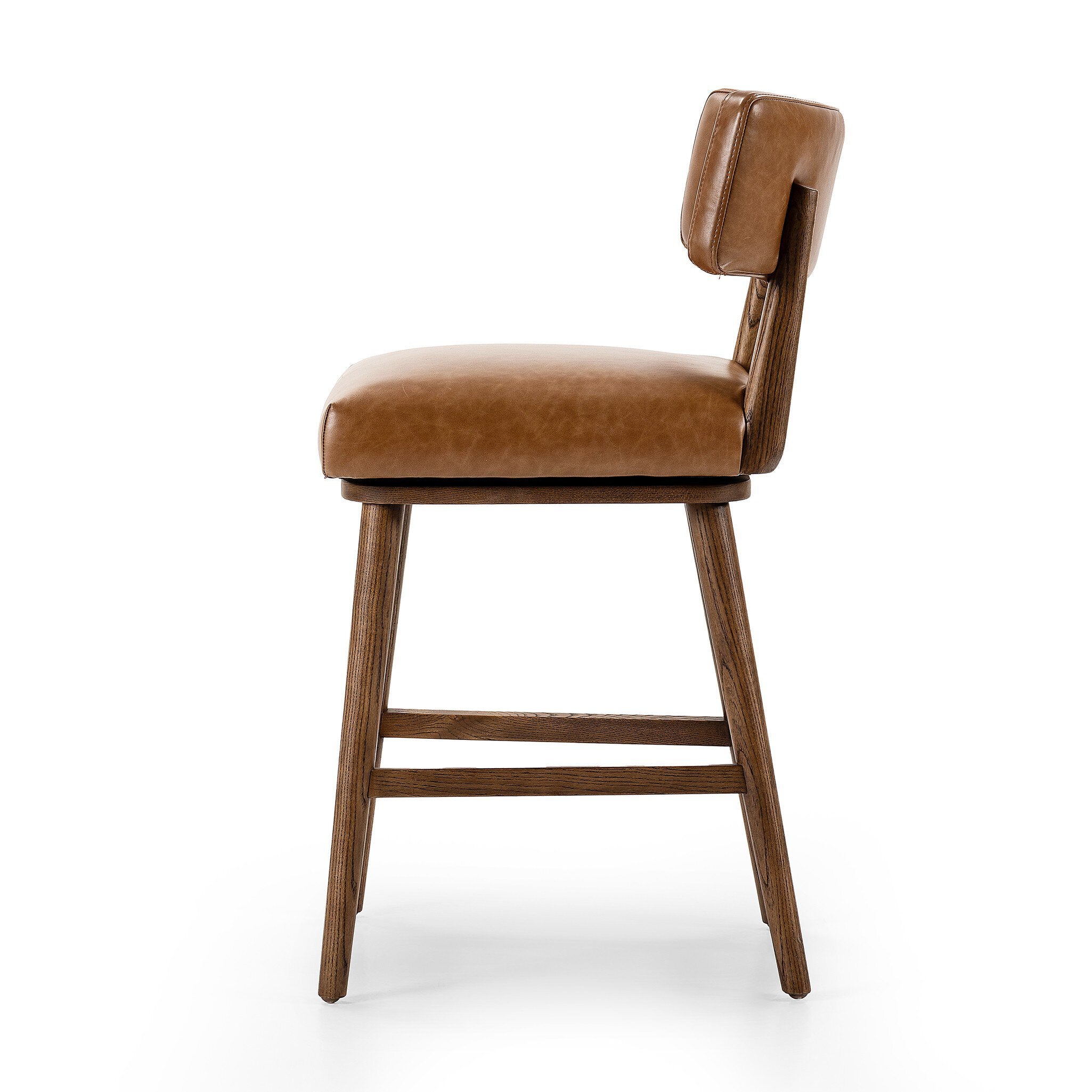 Four Hands Cardell Swivel Bar + Counter Stool — Sonoma Chestnut-Tan Nettlewood-Counter