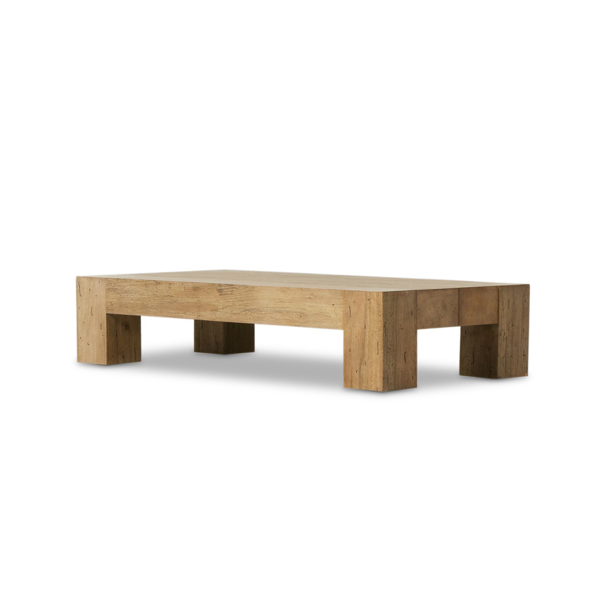 Four Hands Abaso Rectangular Coffee Table — Rustic Wormwood Oak