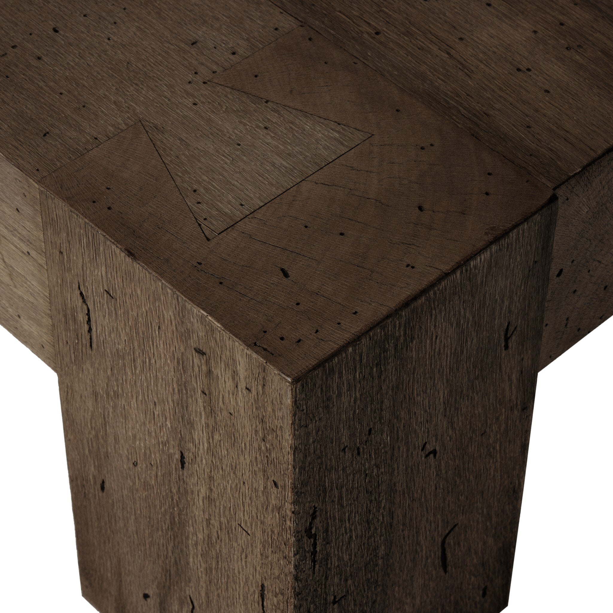 Four Hands Abaso Rectangular Coffee Table — Ebony Rustic Wormwood Oak