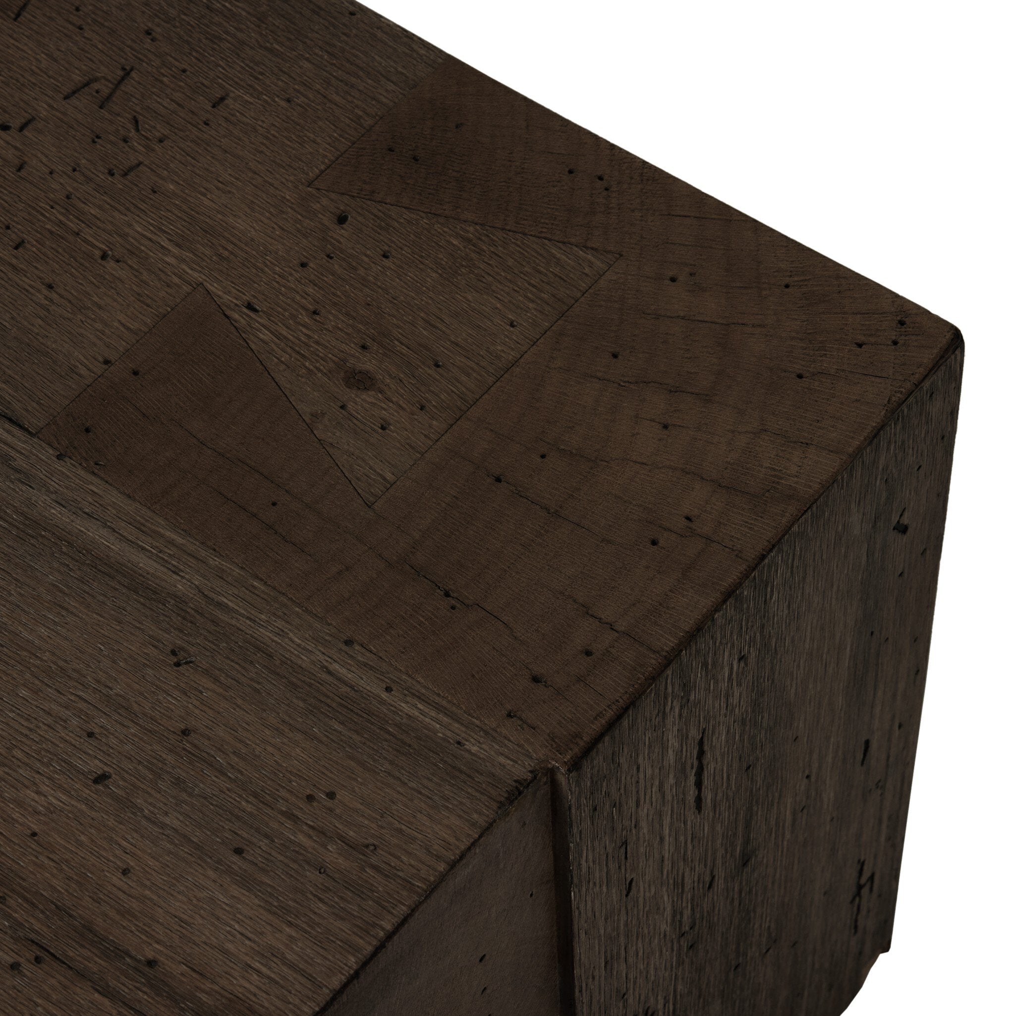 Four Hands Abaso Rectangular Coffee Table — Ebony Rustic Wormwood Oak