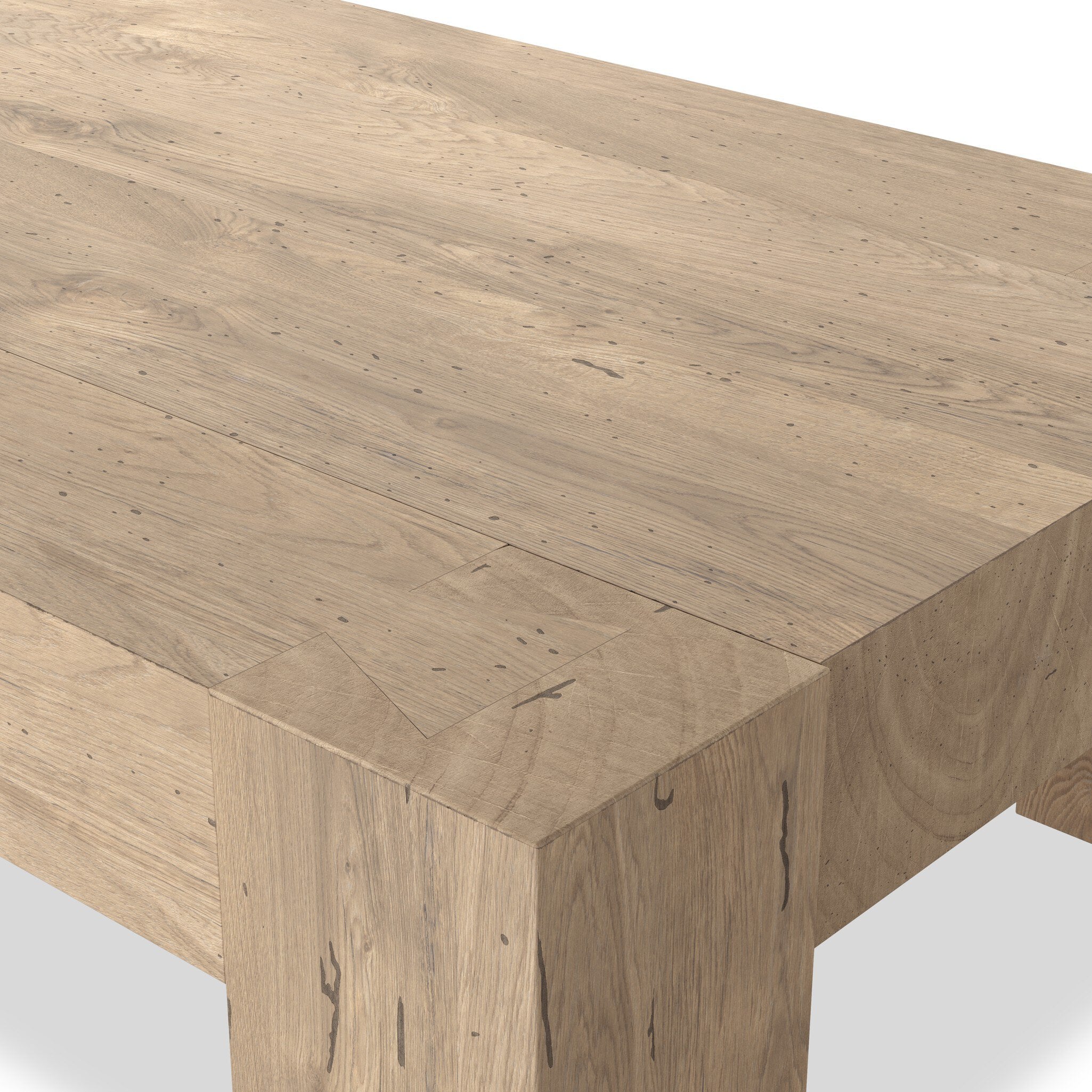 Four Hands Abaso Rectangular Coffee Table — Whitewash Rustic Wormwood Oak-Smoked Oak Veneer