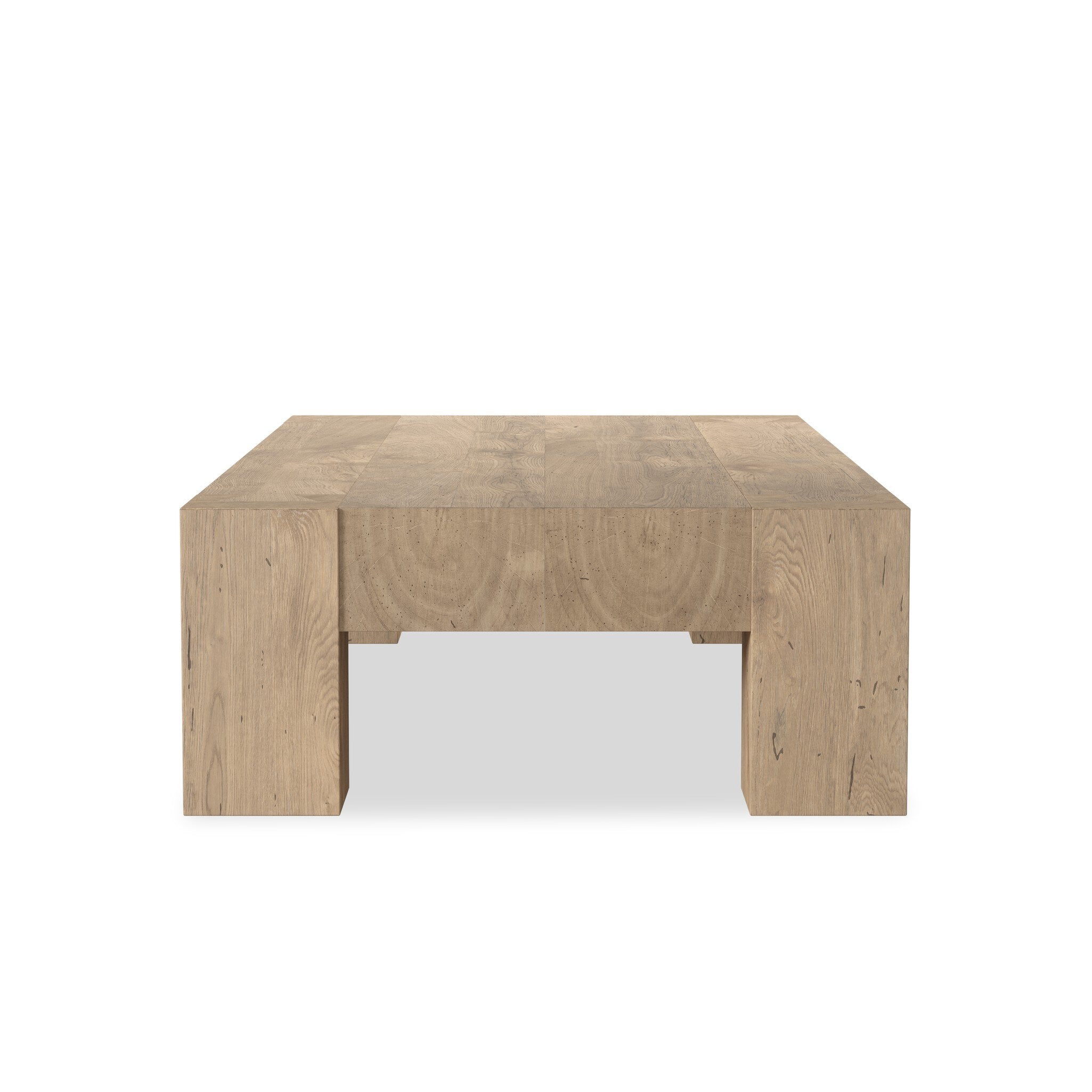 Four Hands Abaso Rectangular Coffee Table — Whitewash Rustic Wormwood Oak-Smoked Oak Veneer