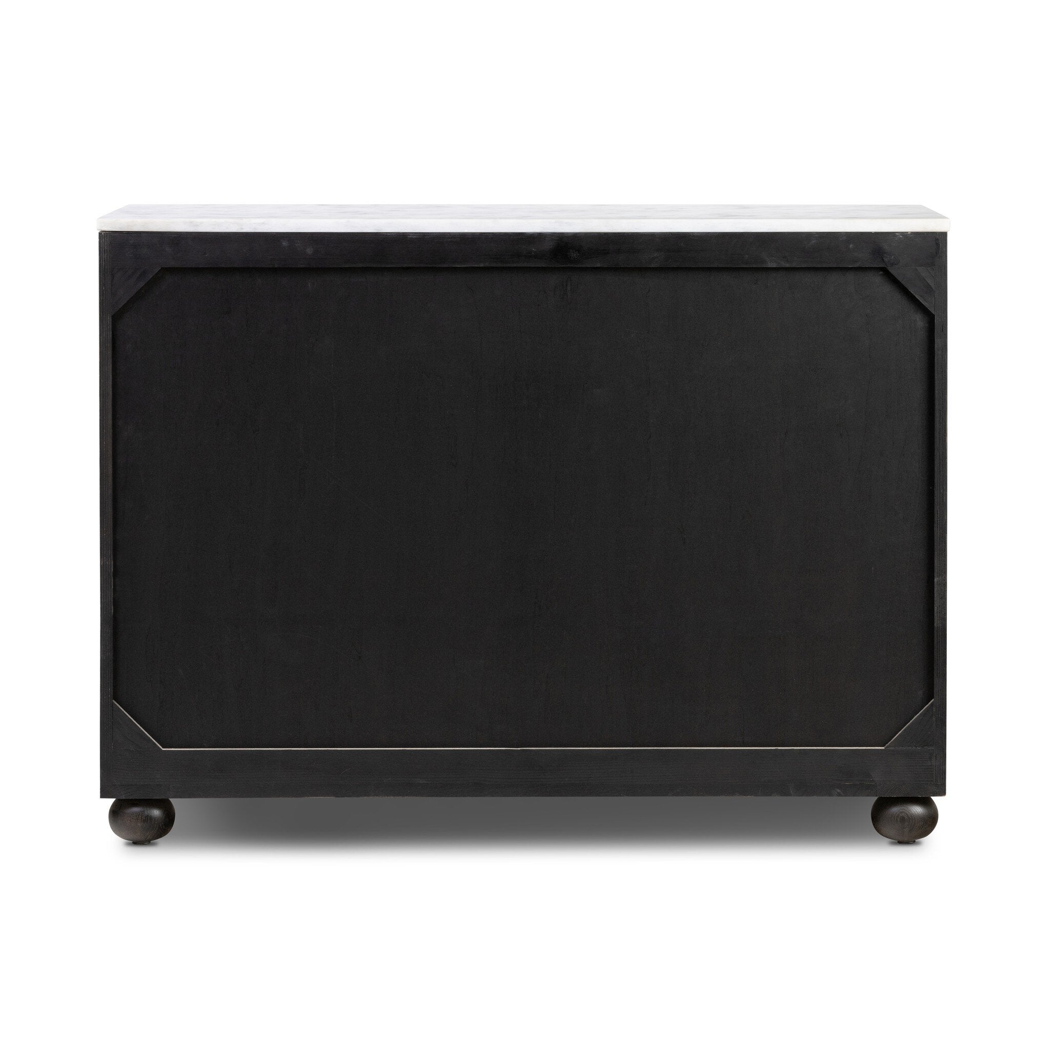 Four Hands Tiago Marble Chest — Glossy White Marble-Distressed Black-Aged Brass