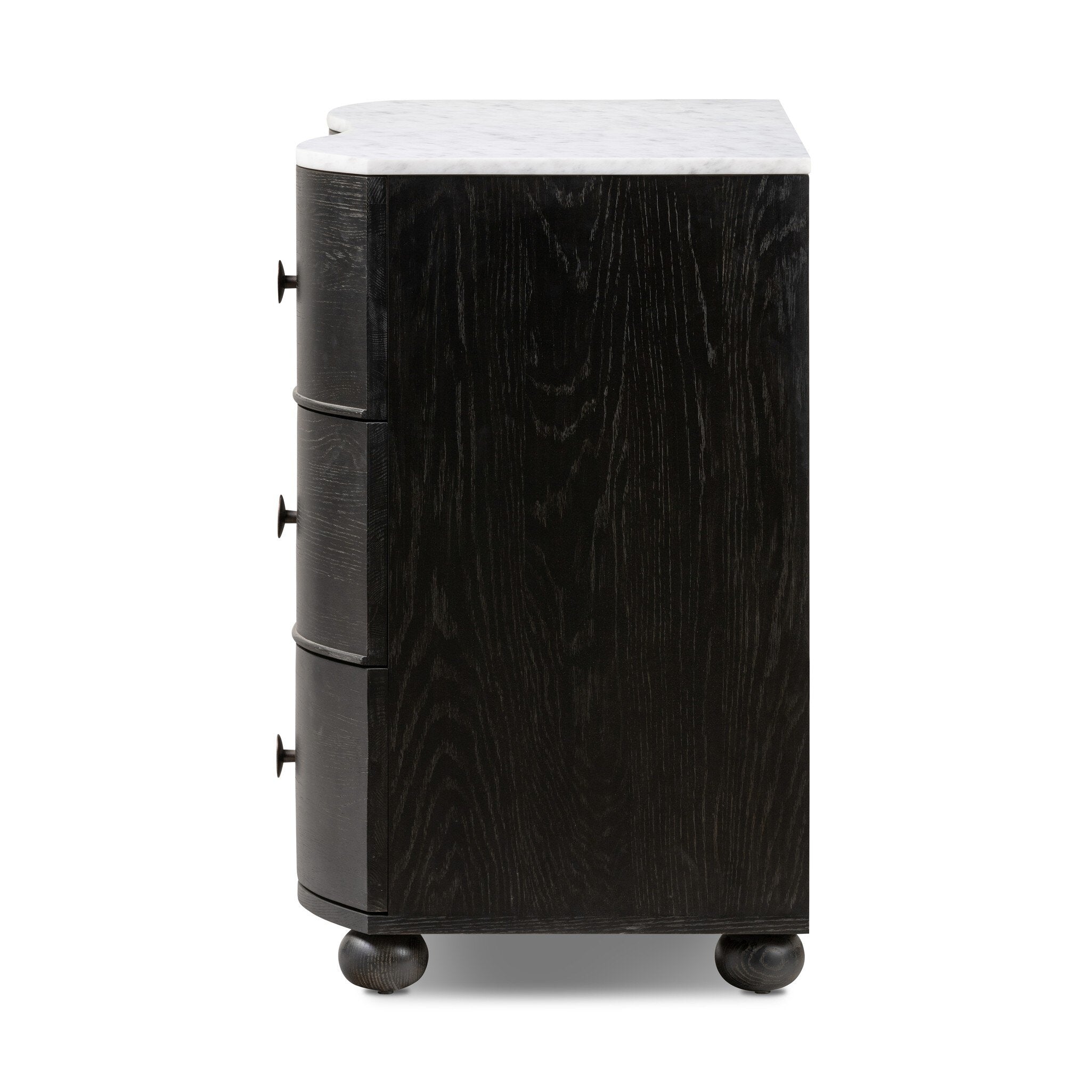 Four Hands Tiago Marble Chest — Glossy White Marble-Distressed Black-Aged Brass
