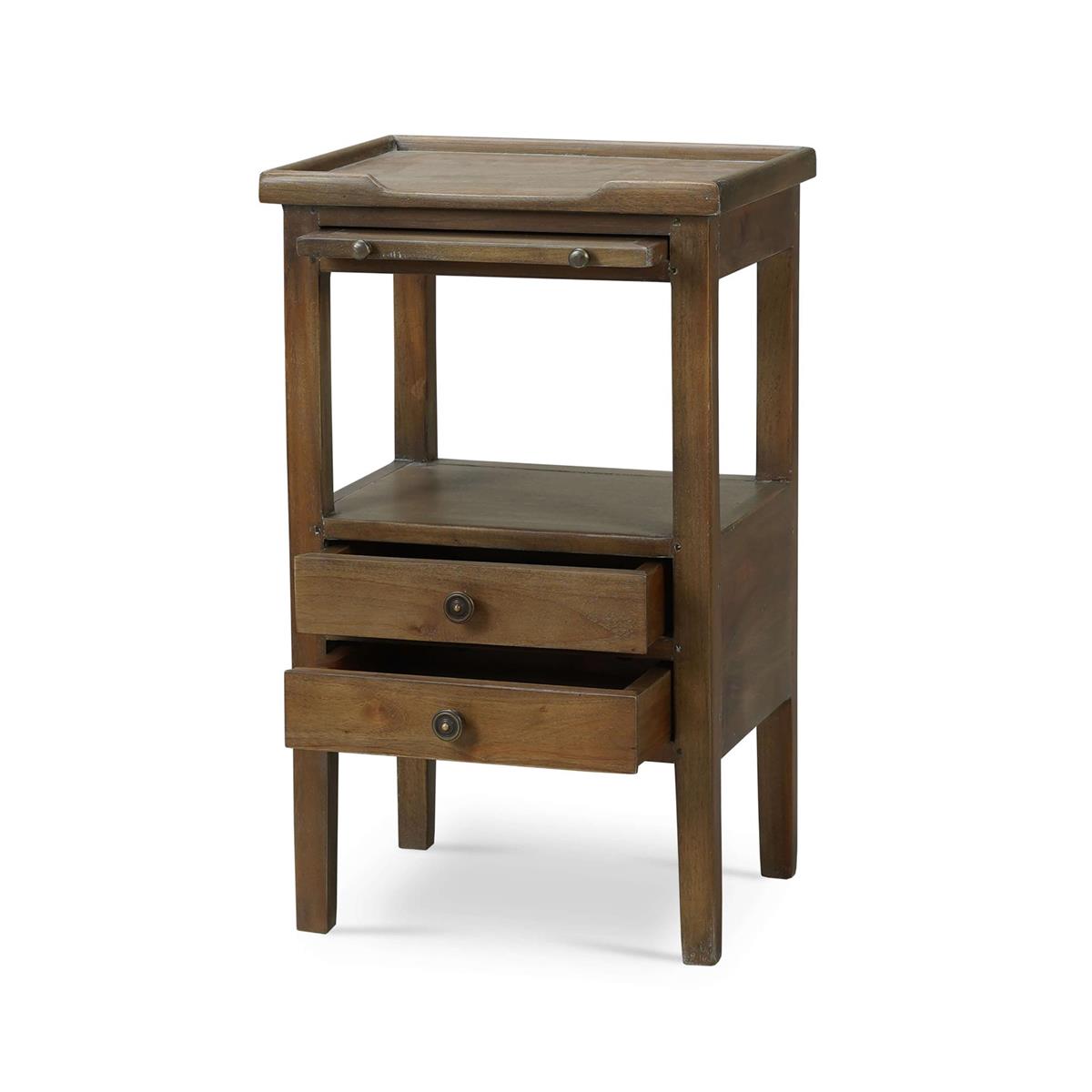Bramble Eton 2 Drawer Side Table w/ Pull Out Shelf — Straw Wash