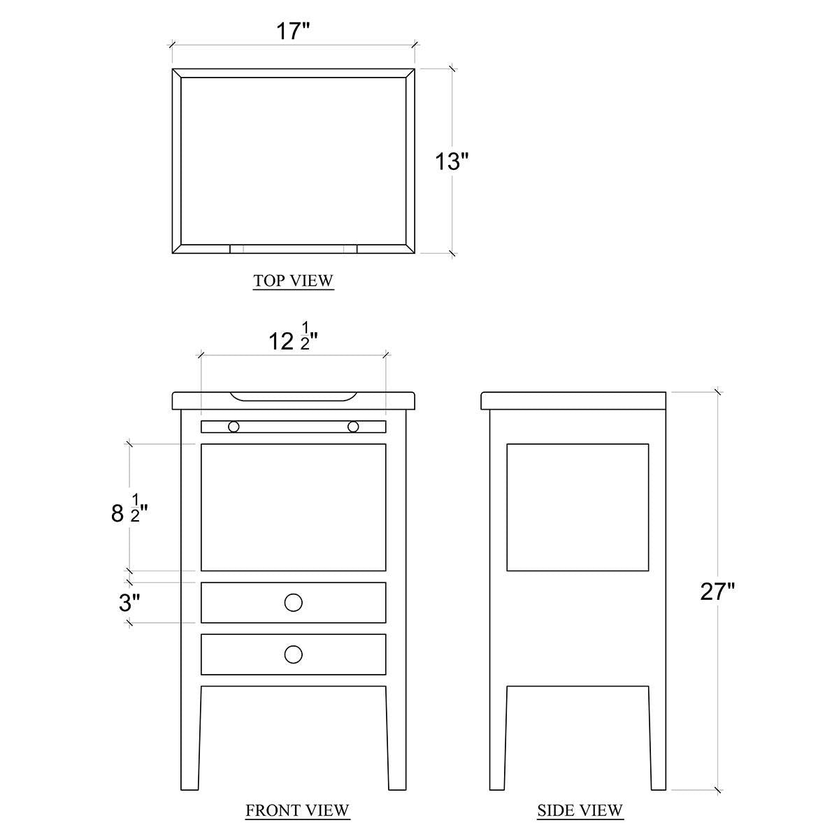 Bramble Eton 2 Drawer Side Table w/ Pull Out Shelf — Straw Wash