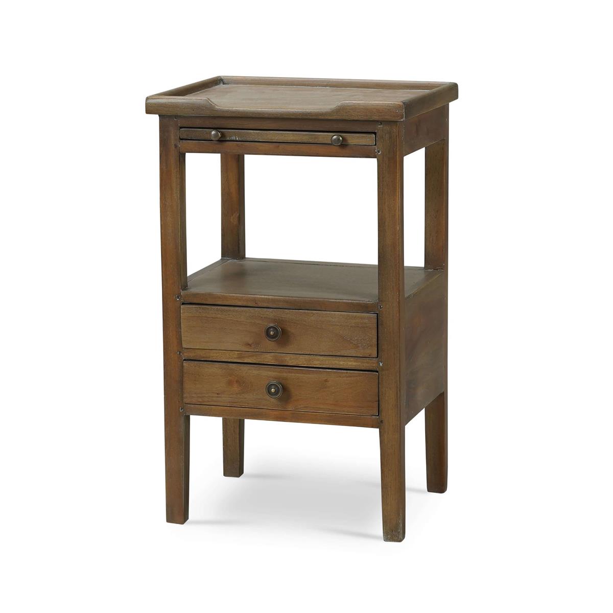 Bramble Eton 2 Drawer Side Table w/ Pull Out Shelf — Straw Wash