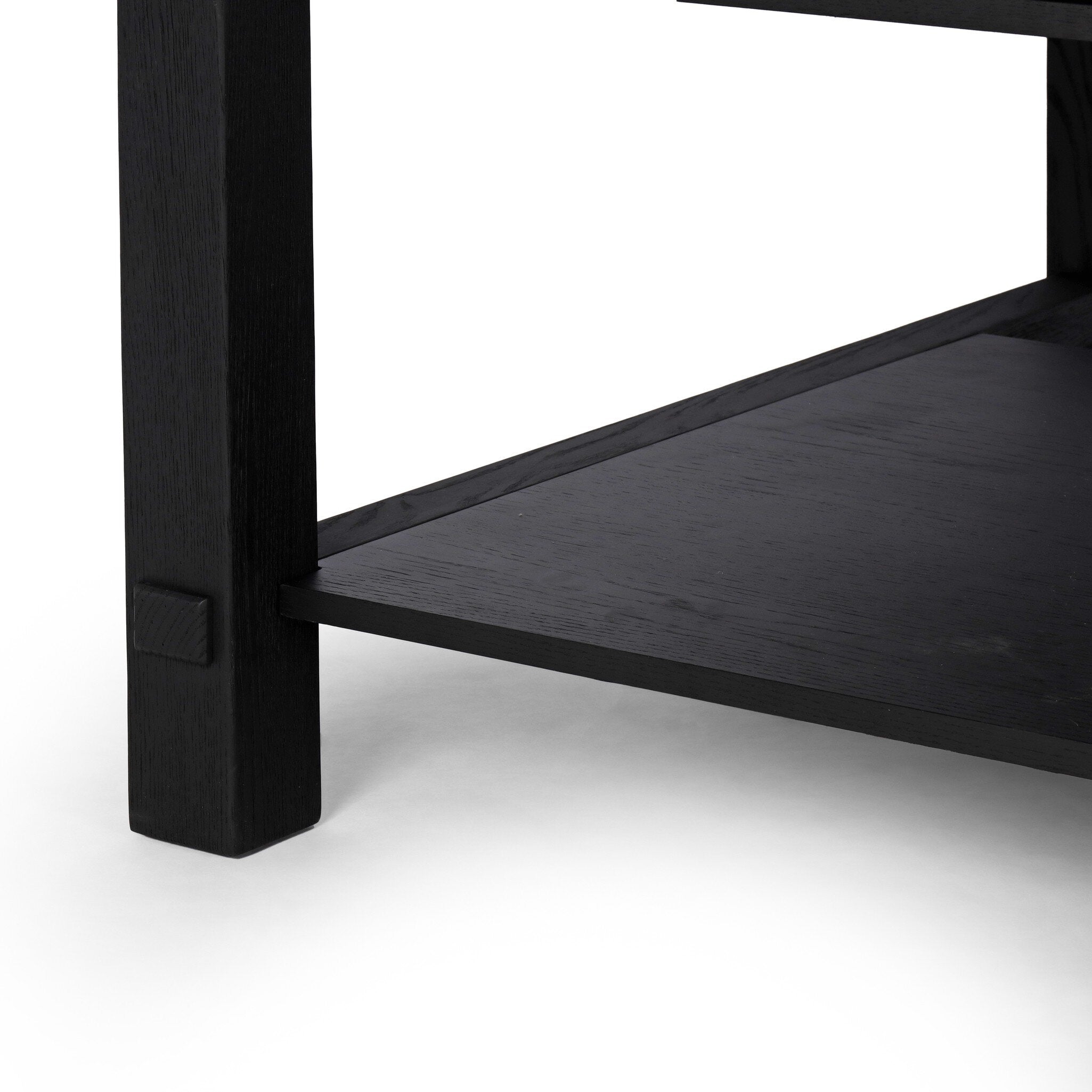 Four Hands Gardendale Kitchen Island — Stained Black Oak-Stained Black Oak Veneer-Black Iron