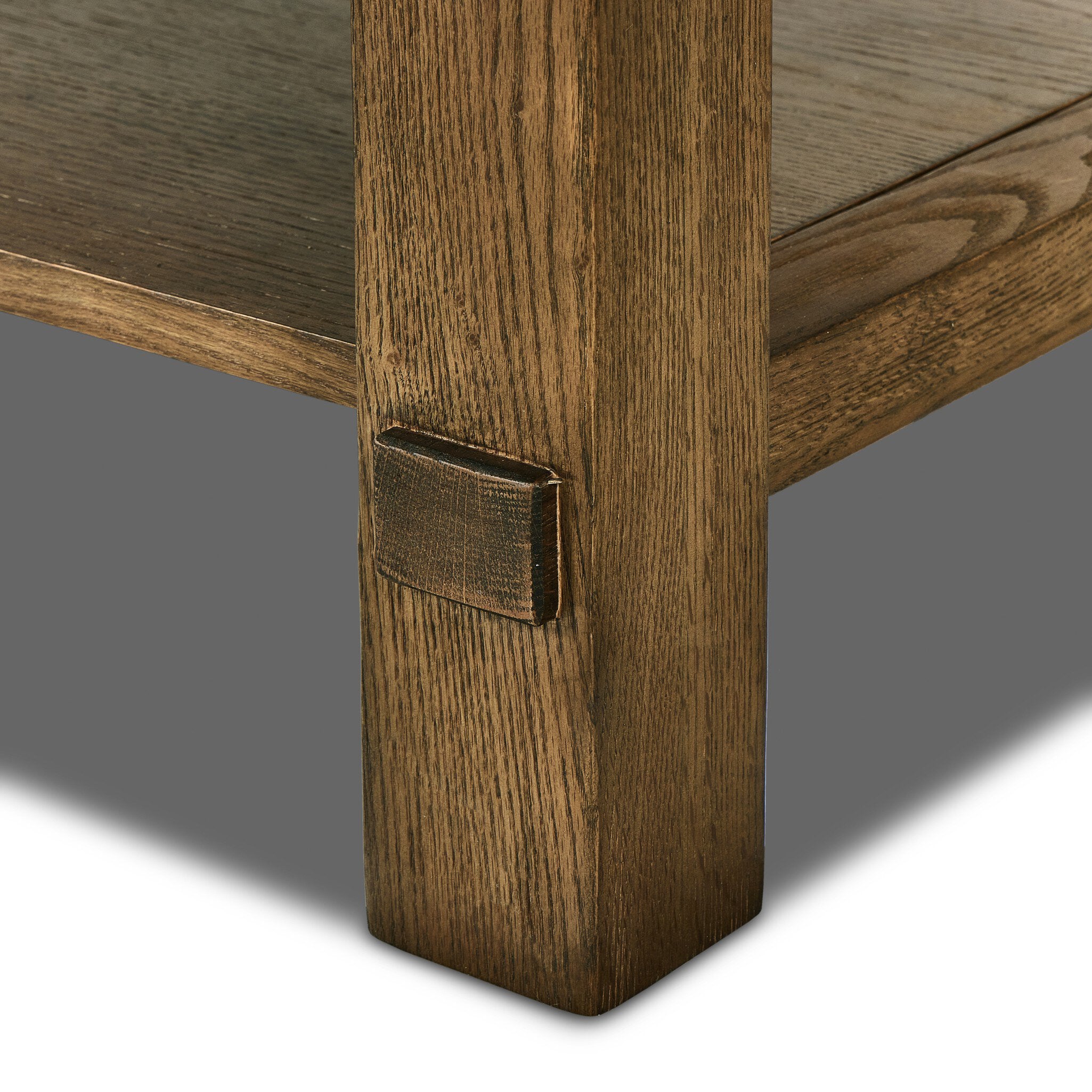 Four Hands Gardendale Kitchen Island — Tan Oak-Tan Oak Veneer-Black Iron